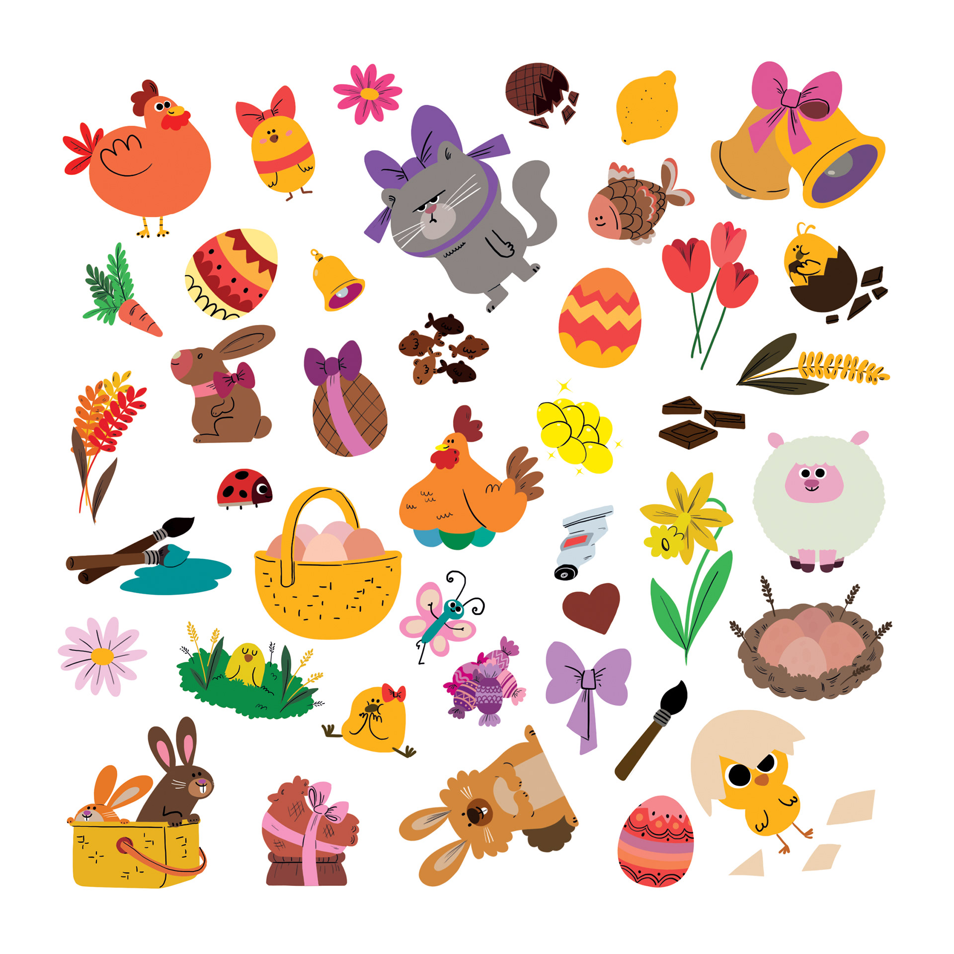 Illustrations stickers Pâques