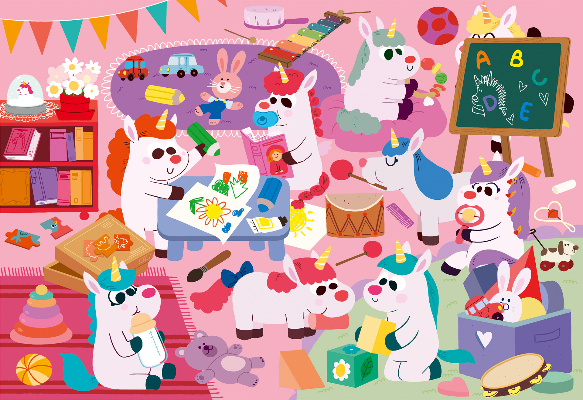 Illustrations pour un carnet de licornes