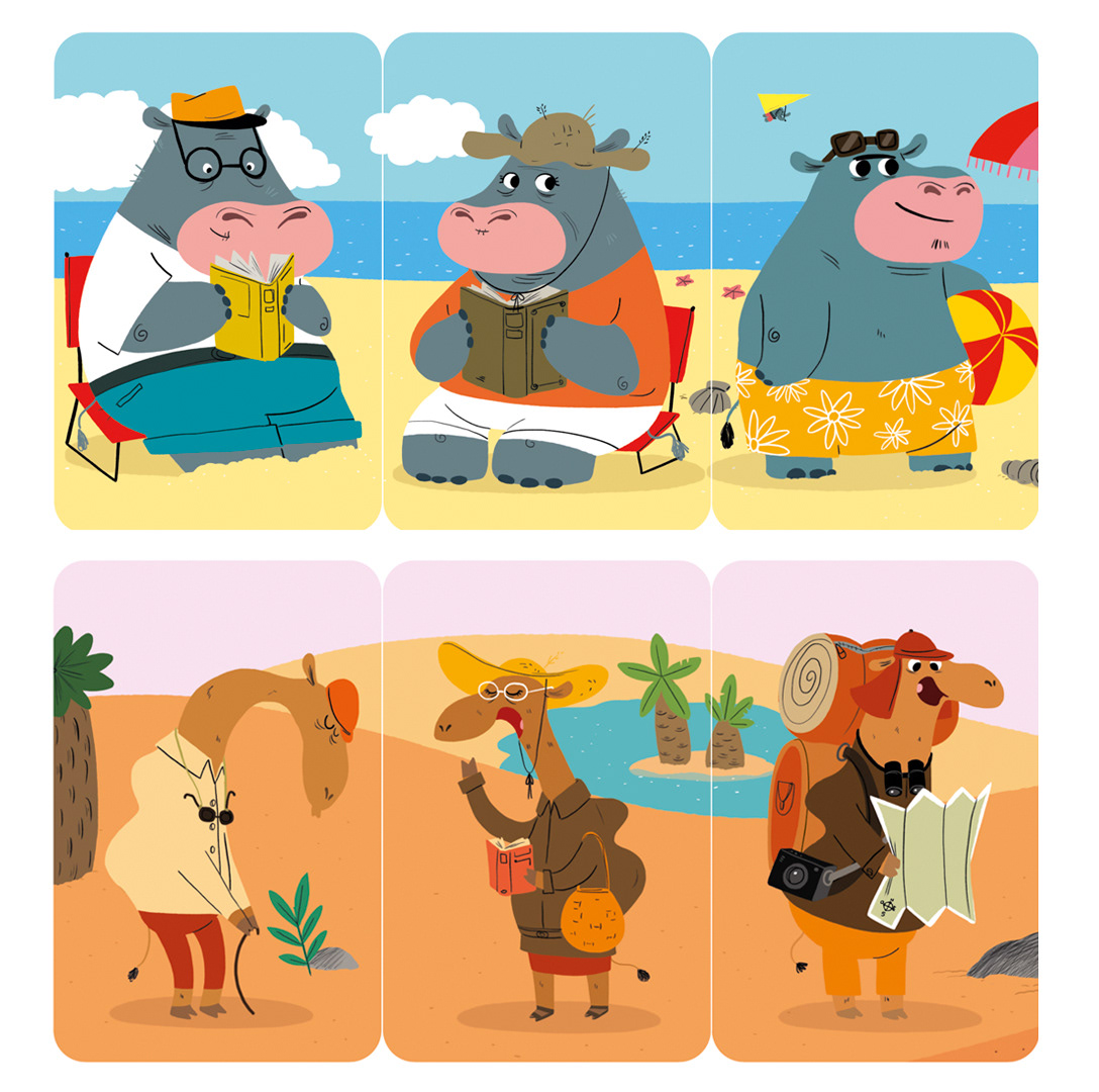 Illustrations pour jeu de cartes Hippo Malin, pour Hippopotamus/ Jaune citron