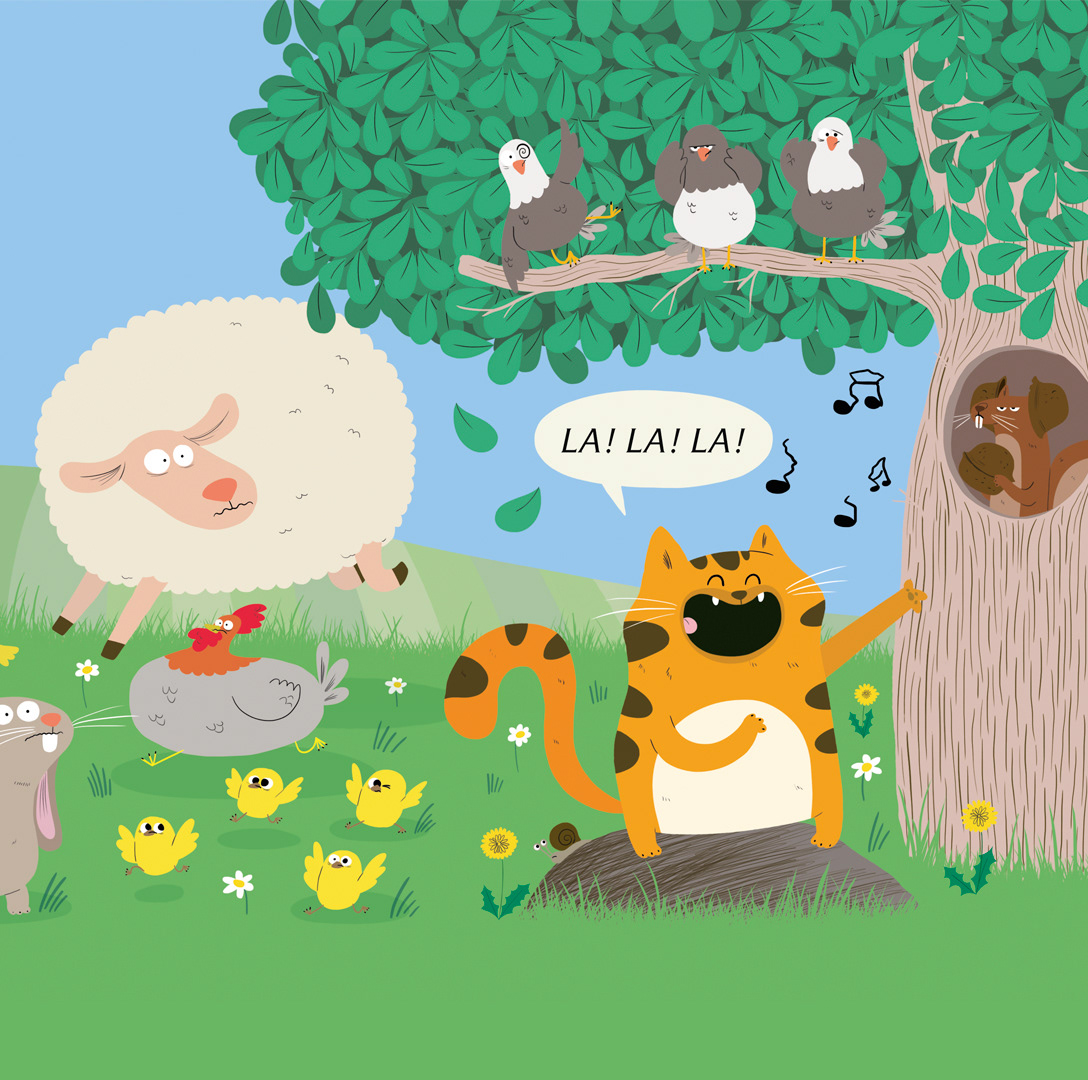 Illustrations pour le livre première lecture " Tu chantes mal, Charlie"