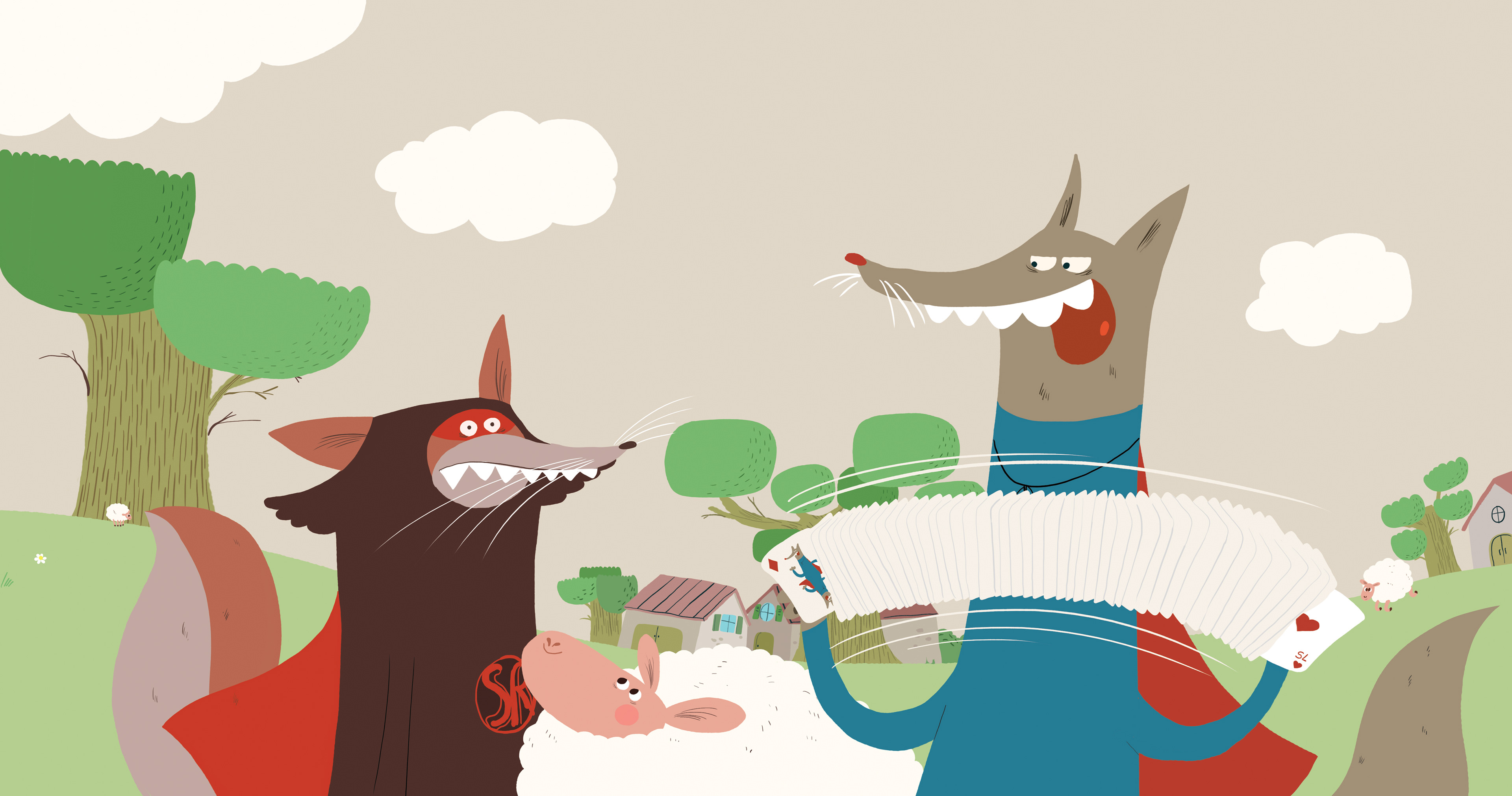 Illustrations pour la collection "Super Loup" écrit par Jean Leroy