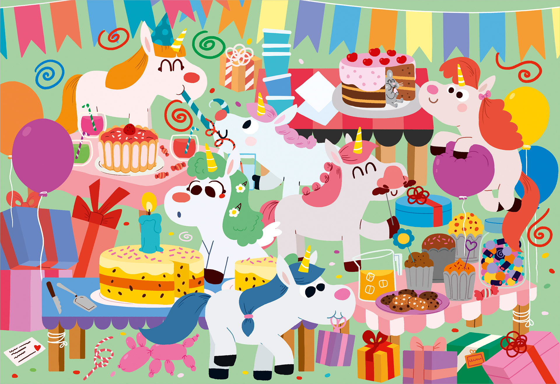 Illustrations pour un carnet de licornes