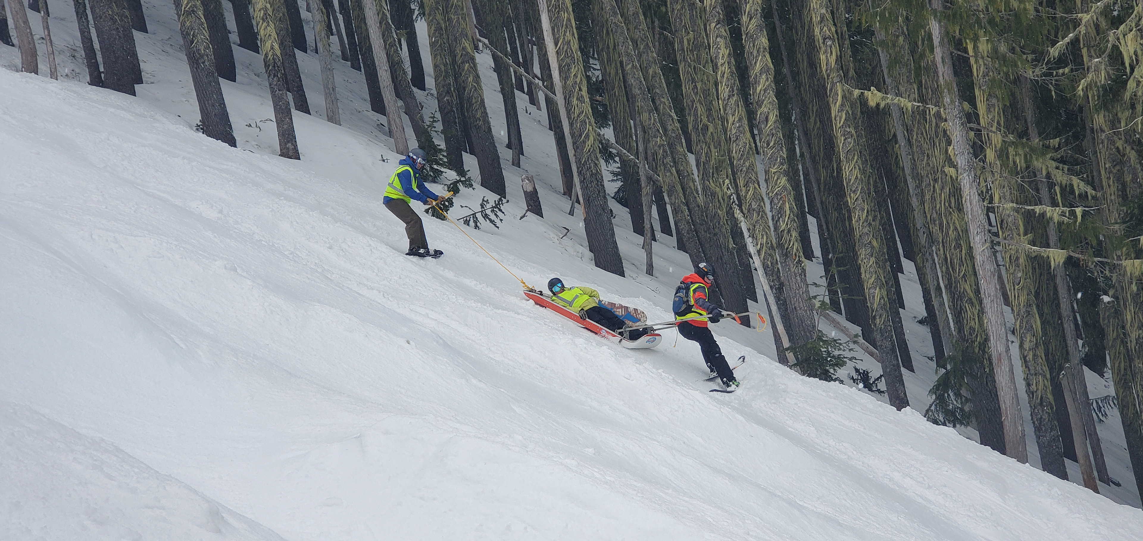 Snowboarders in tail rope are the best brakes, I’m told