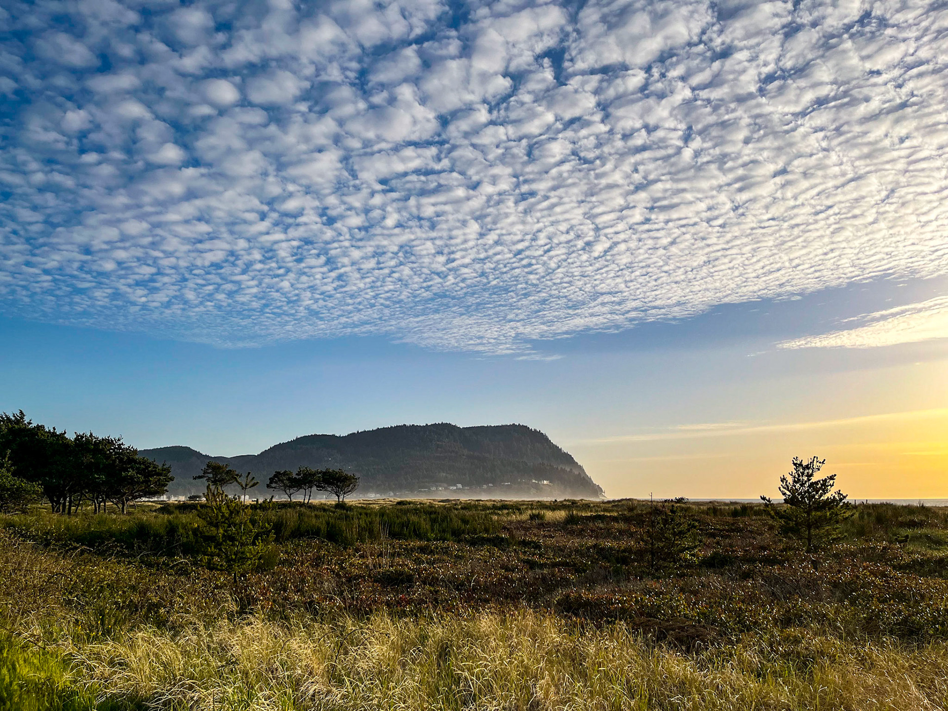 Cirrocumulus clouds over Tillamook Head in Seaside