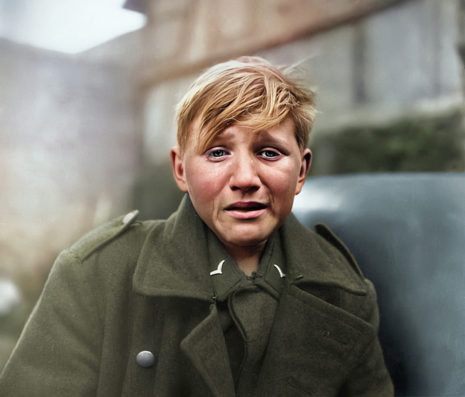 A captured young German soldier, April 1945