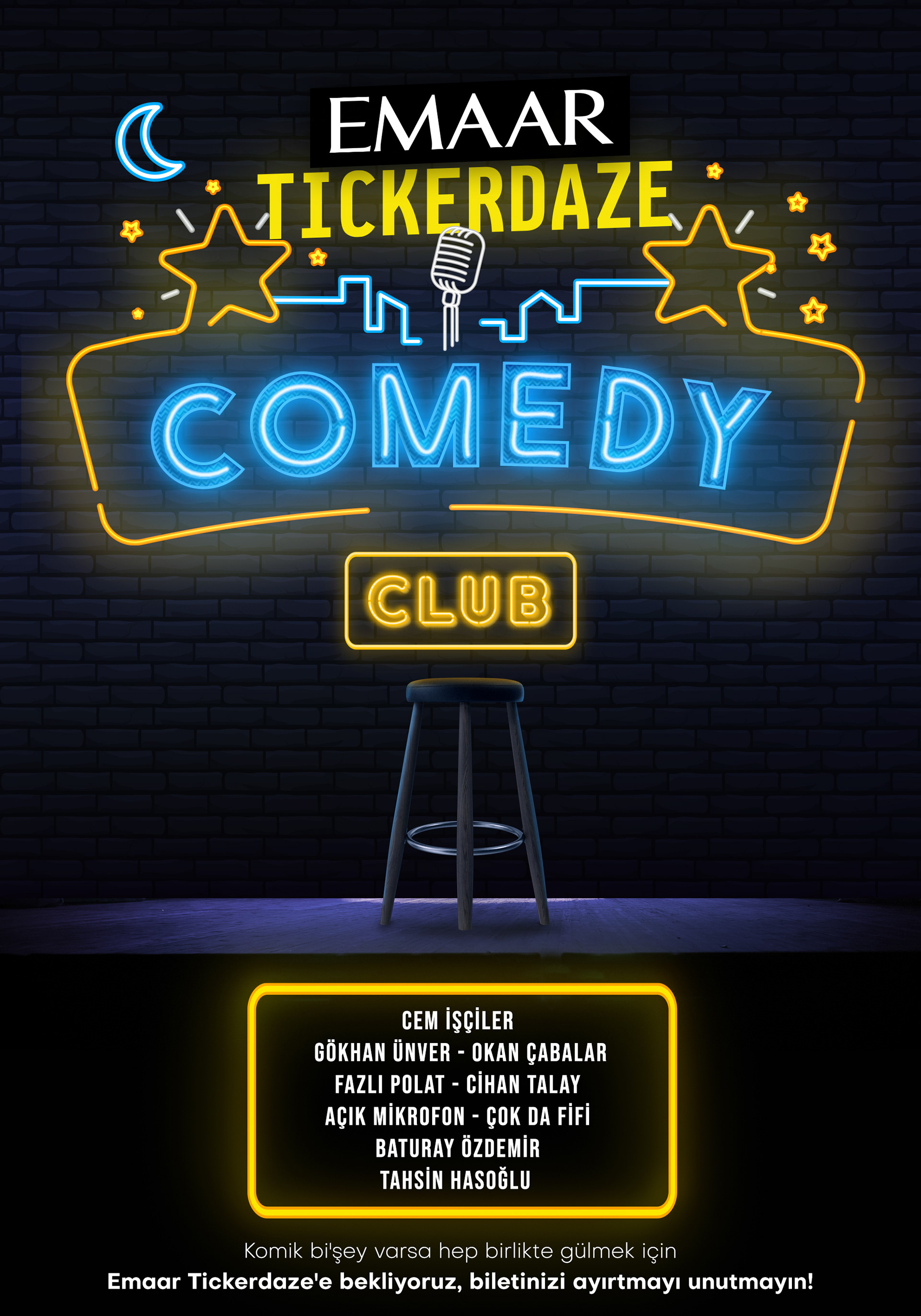 Emir Bolat - Tickerdaze Comedy Club Alternative Keyvisual Design