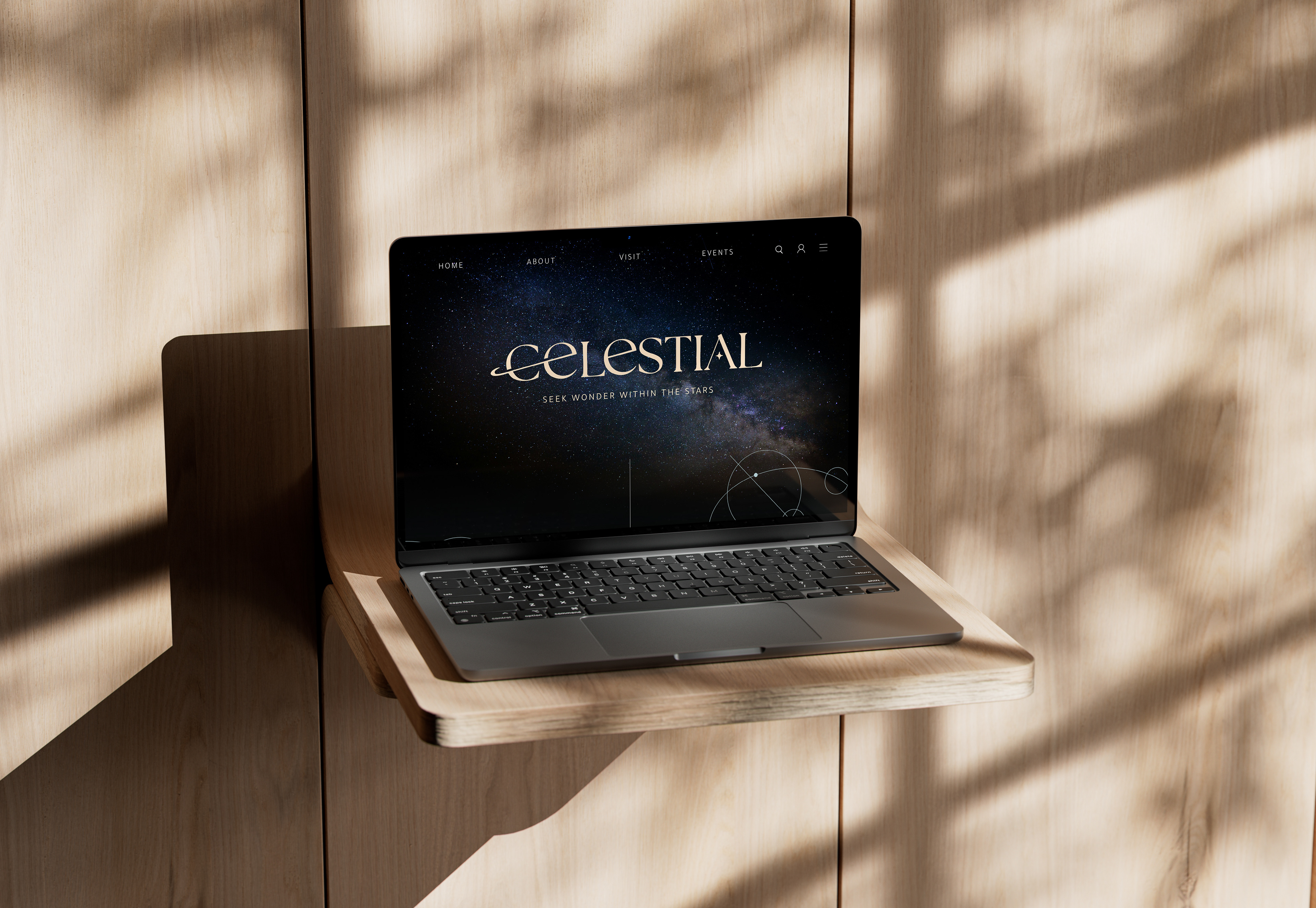 Mockup showing website for Celestial planetarium.