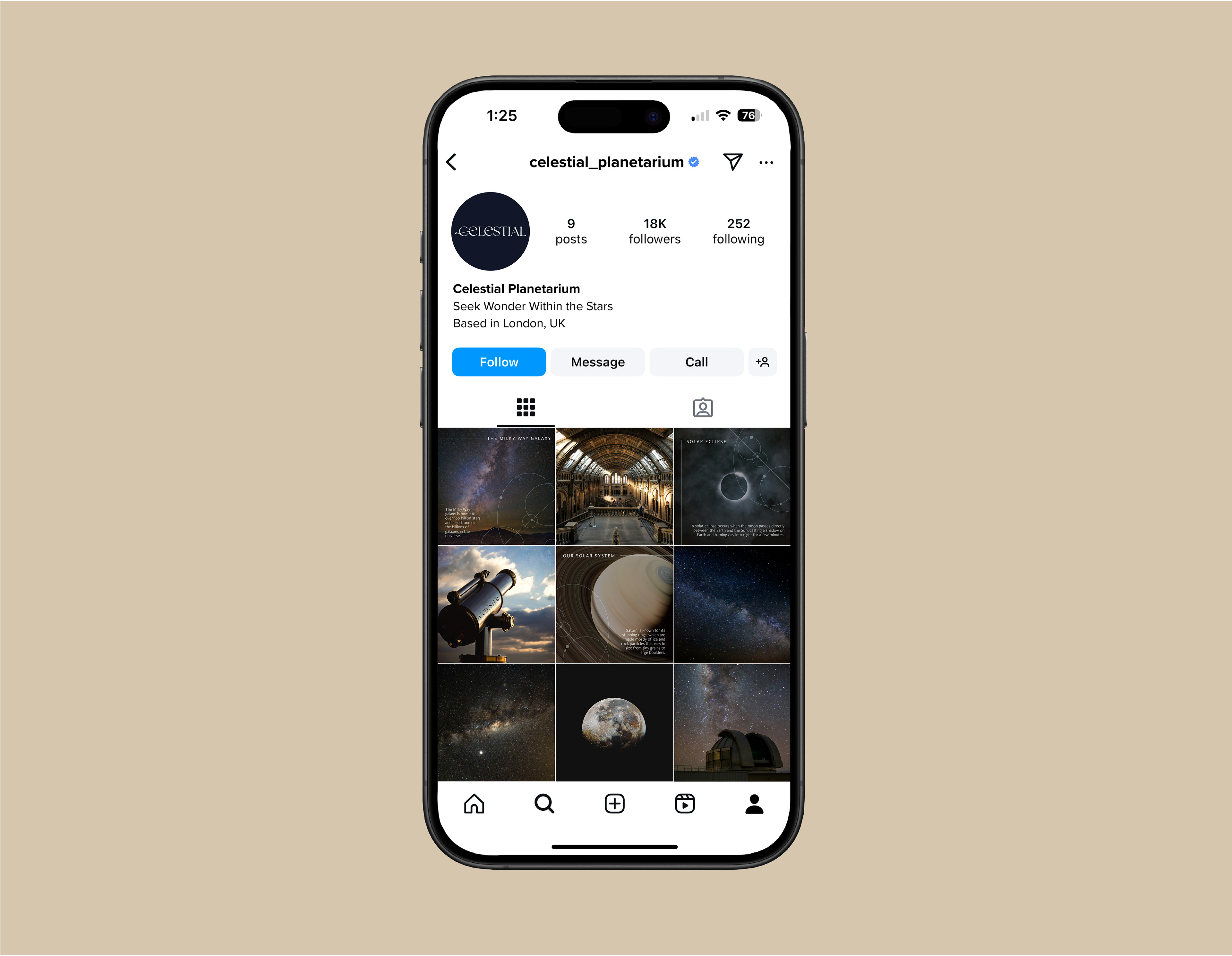 Instagram profile of Celestial planetarium.
