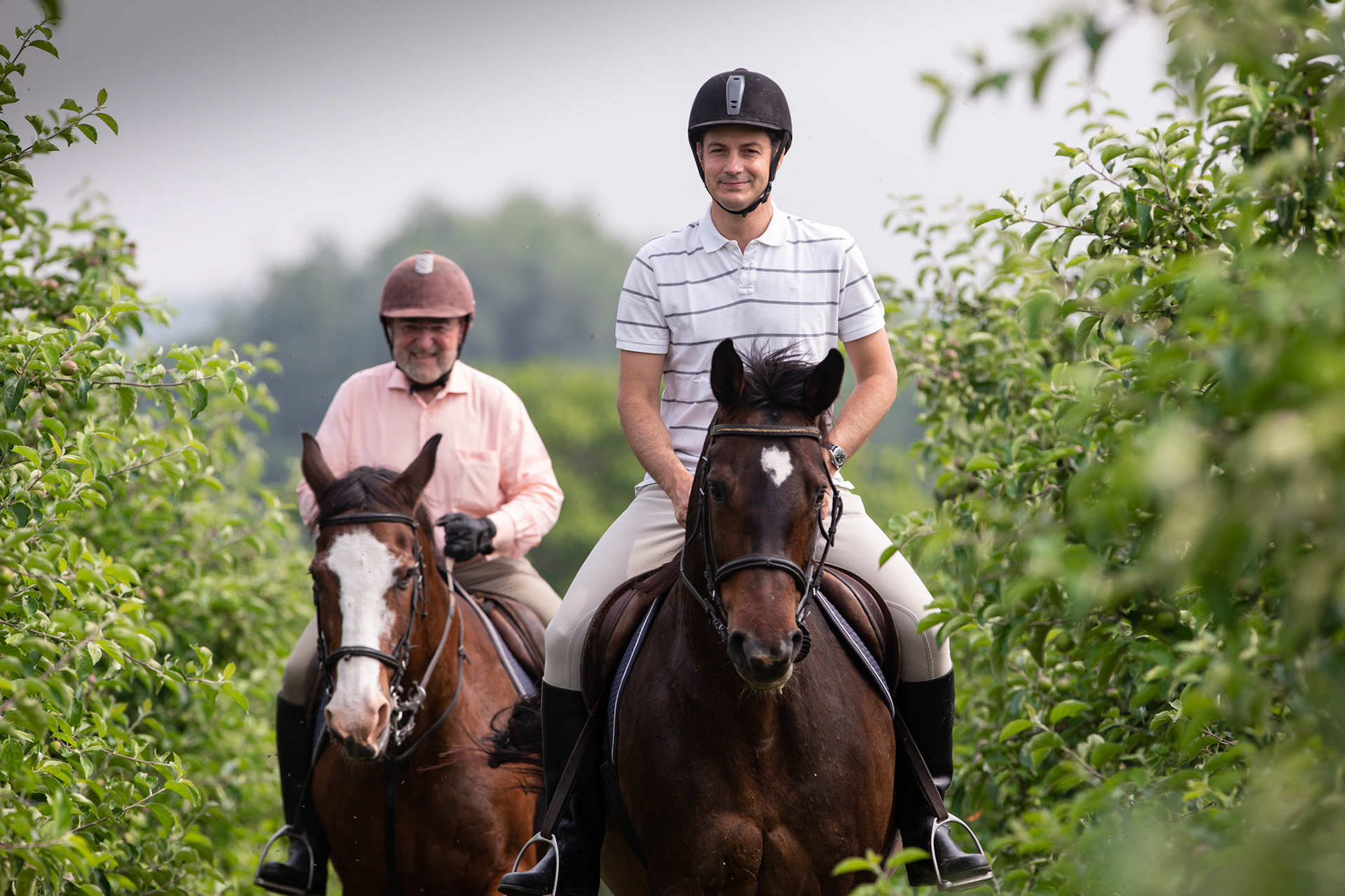 20180609 MICHELBEKE Brakel Belgium Minister Alexander De Croo with his father Minister of State herman during horse riding in their home town Michelbeke pict FRANK ABBELOOS
