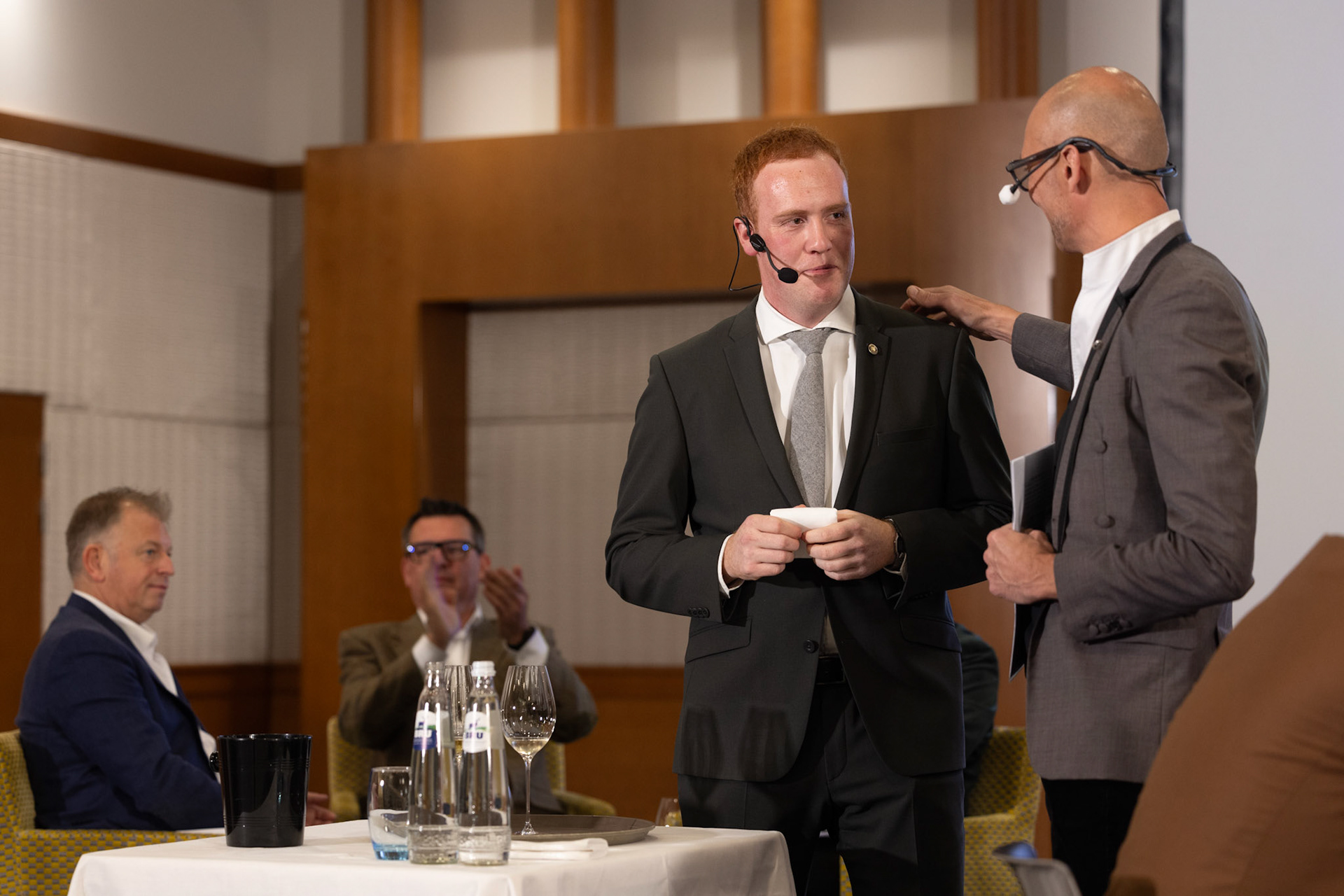 20231112 ANTWERP, BELGIUM Radisson Blu Astrid Hotel, final Best Sommelier of Belgium. Three candidates emerged from a pool of 14 in the semi-final, and the finalist is yet to be Jeno Del TurcoAfter six practical tests that assessed participants' extensive knowledge, craftsmanship, and ability to handle stress, it was revealed that Del Turco Jeno emerged as the ultimate winner. Employed at restaurant – Le Chalet de la Fôret** will proudly carry the title not just for this year but throughout his entire professional career, as the title is a one-time achievement. The annual competition is organized by the Belgian Sommeliers Guild, with a distinguished jury comprising influential figures from the wine industry, past winners, and international members. This official title, unlike various commercial initiatives, not only comes with a trophy, valuable prizes, and enduring recognition but also opens doors for the winner to compete in European and World Championships. These global competitions are organized by ASI (Association Sommeliers International), currently led by the Belgian William Wouters.