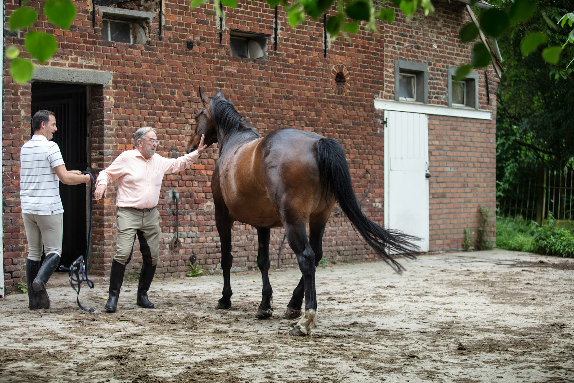 20180609 MICHELBEKE Brakel Belgium Minister Alexander De Croo with his father Minister of State herman during horse riding in their home town Michelbeke pict FRANK ABBELOOS