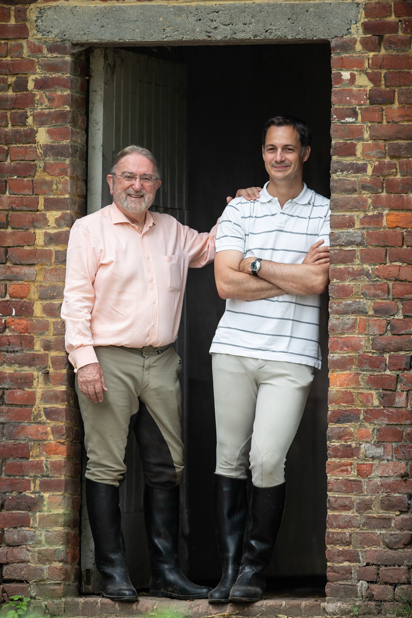 20180609 MICHELBEKE Brakel Belgium Minister Alexander De Croo with his father Minister of State herman during horse riding in their home town Michelbeke pict FRANK ABBELOOS