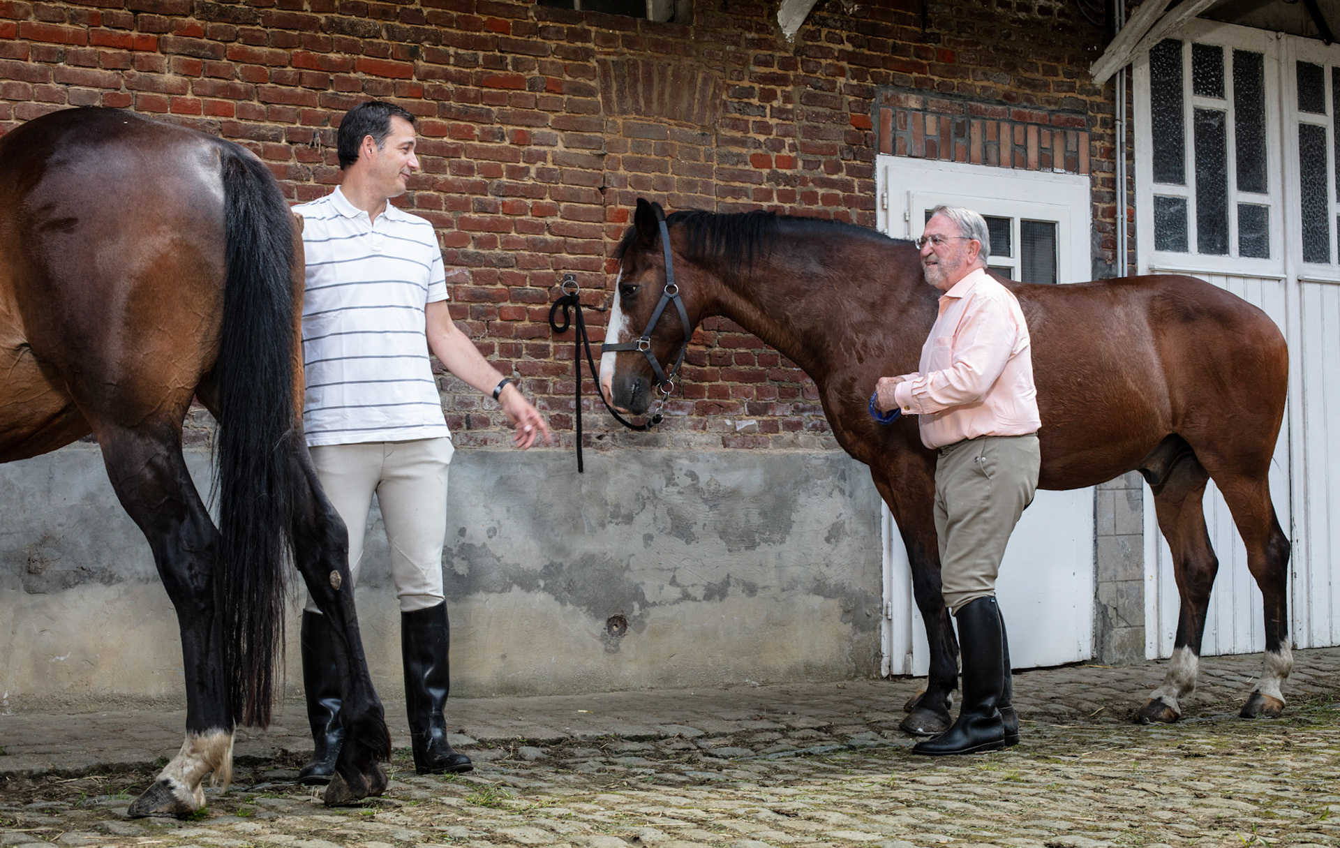 20180609 MICHELBEKE Brakel Belgium Minister Alexander De Croo with his father Minister of State herman during horse riding in their home town Michelbeke pict FRANK ABBELOOS