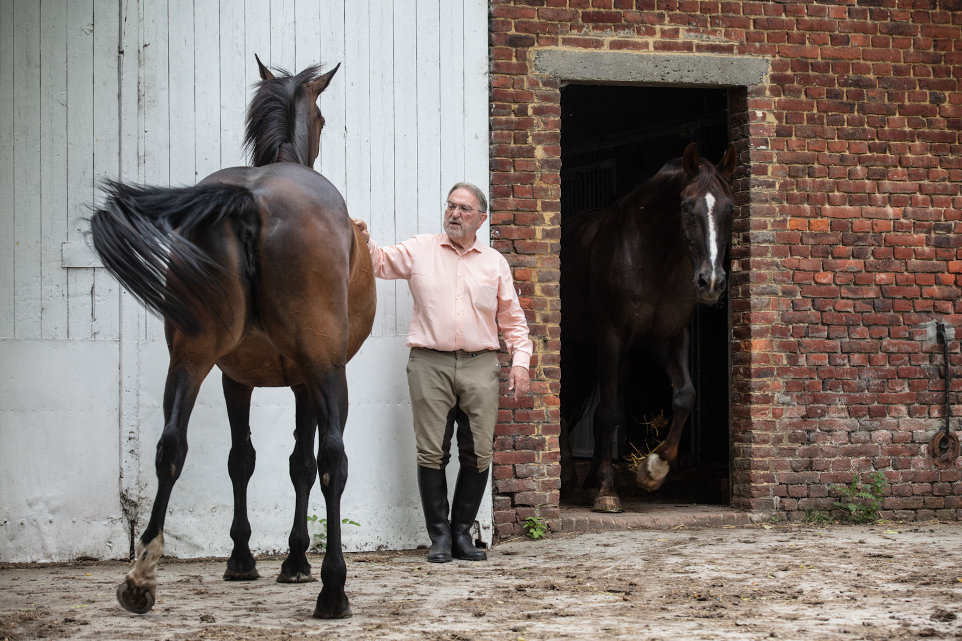 20180609 MICHELBEKE Brakel Belgium Minister Alexander De Croo with his father Minister of State herman during horse riding in their home town Michelbeke pict FRANK ABBELOOS