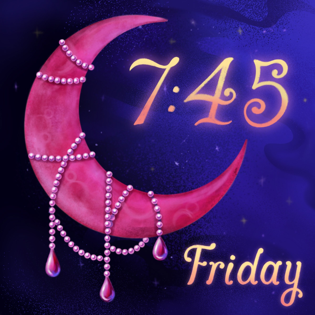 Watch Face (Night)- Hand Drawn Typography & Numbers