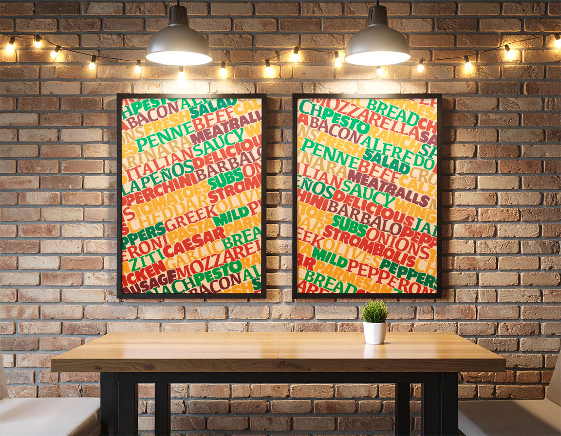 Mockup of two posters at a restaurant table.