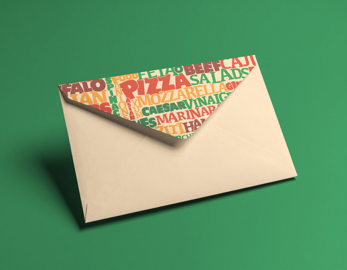Mockup of envelope branded with Farley's pattern.