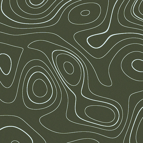 Animated topographic pattern on medium green background.