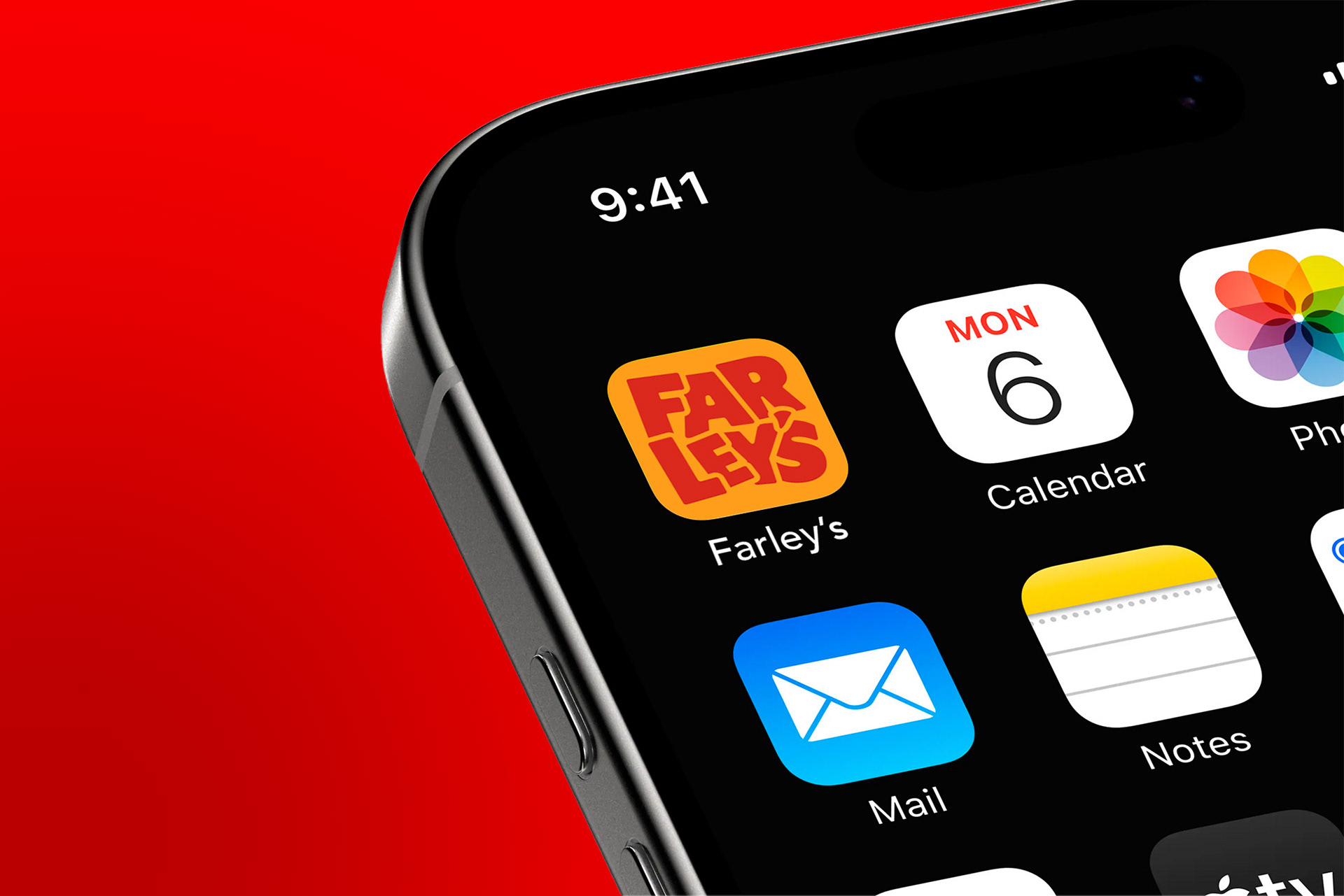 Mockup of Farley's icon on mobile phone home screen.