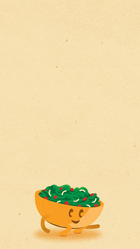 Animation of Farley's salad character.