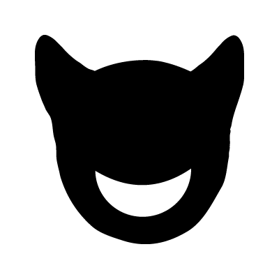 Icon of smiling demon face with devil horns.