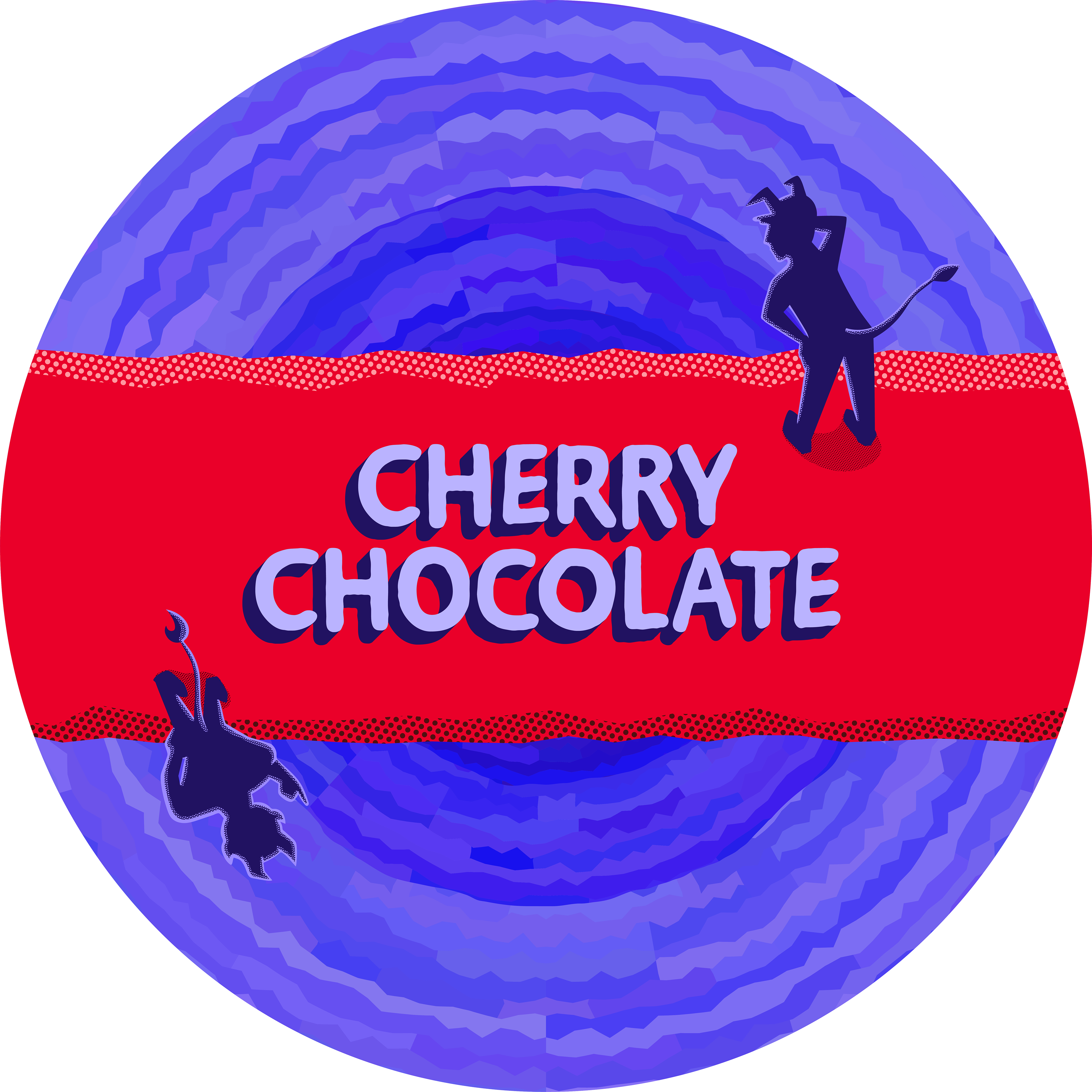 Lid label of cherry chocolate flavor.