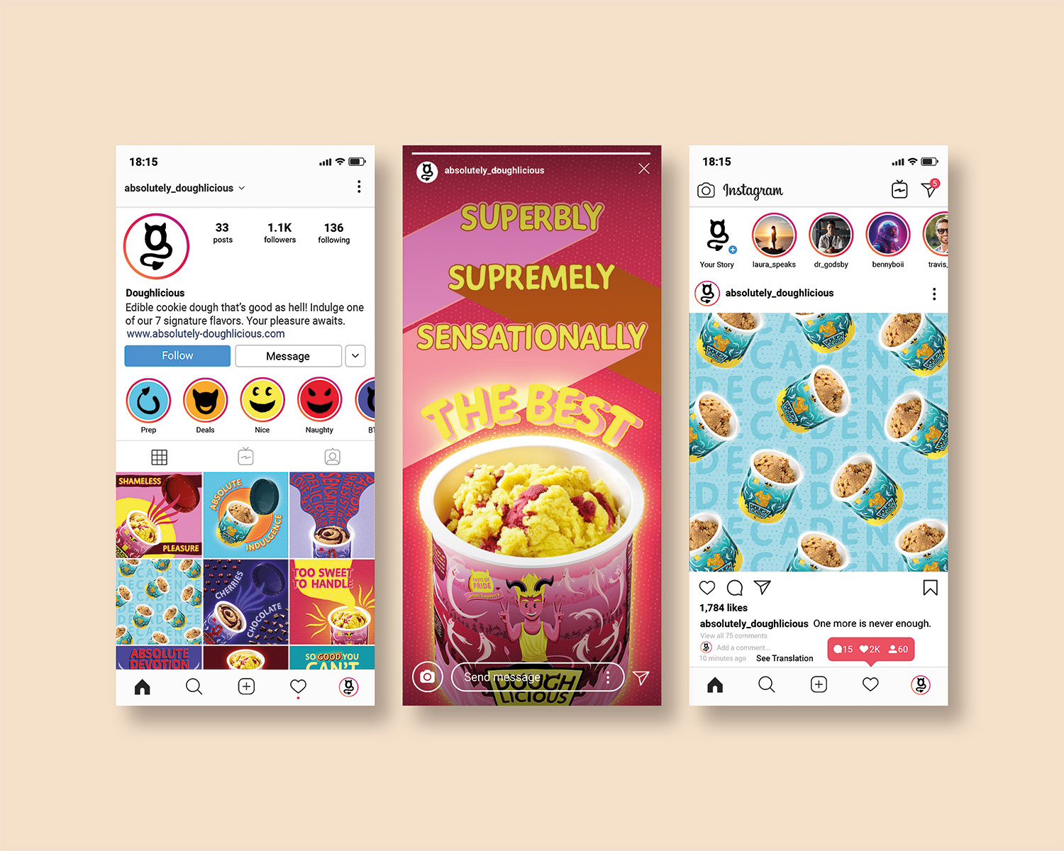 Mockup of Instagram social media profile.