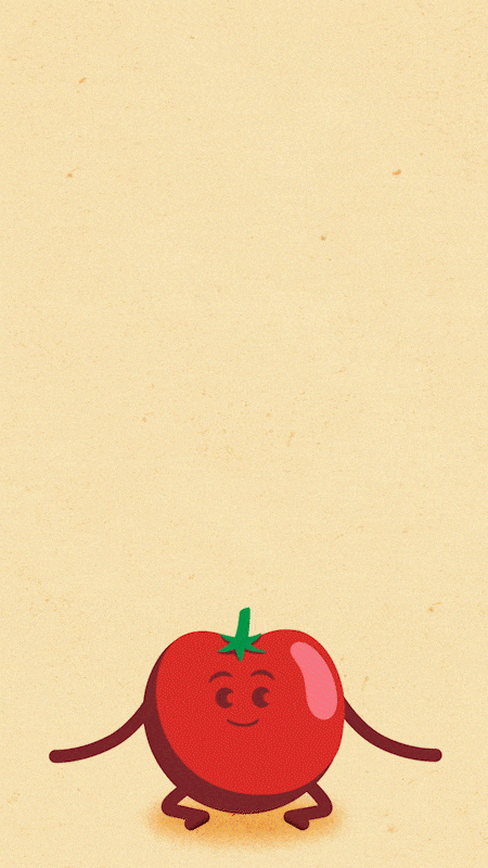 Animation of Farley's tomato character.