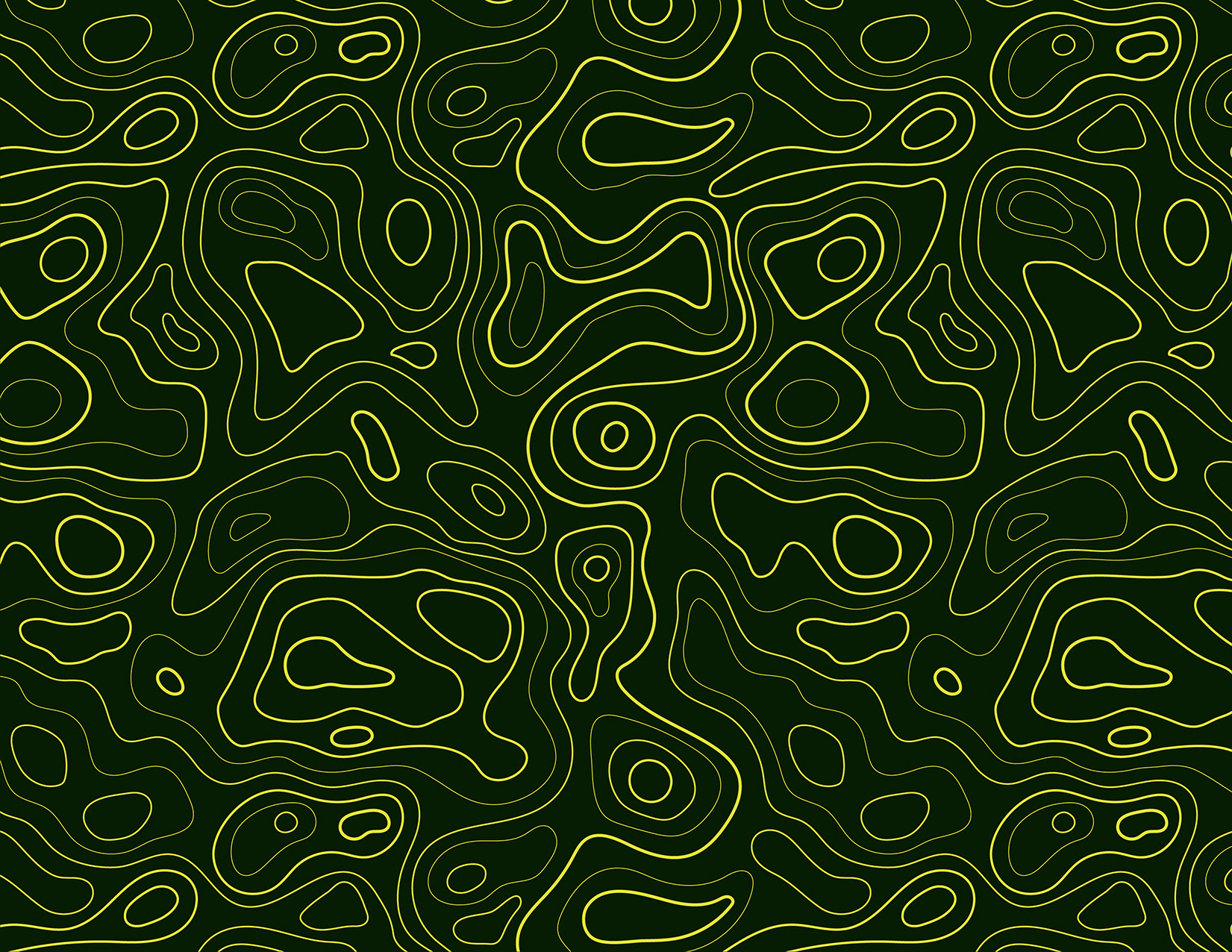 Topographic pattern on dark green background.