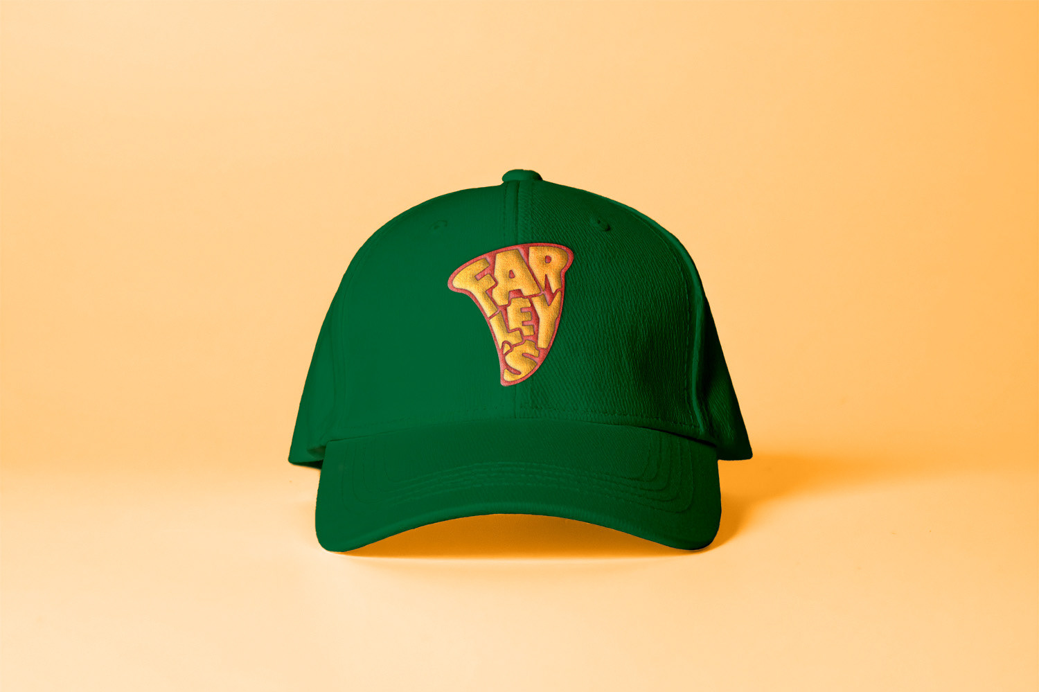 Farley's brandmark mockup on green hat.