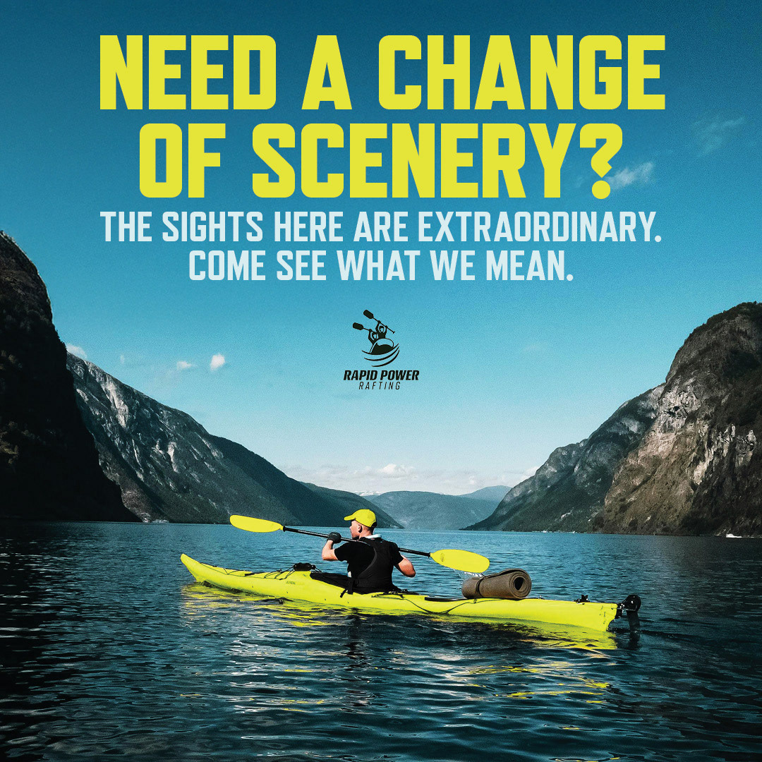 Social media post of rafter paddling on a lake.