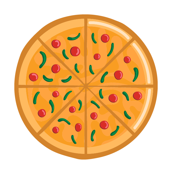 Whole pizza illustration.