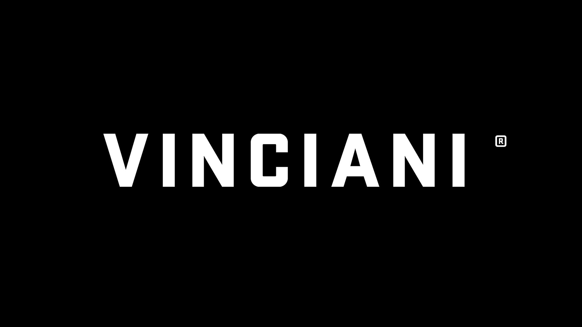 VINCIANI® official luxury fashion wordmark logo in white on a black background, representing the premium visual identity of the House of Vinciani.