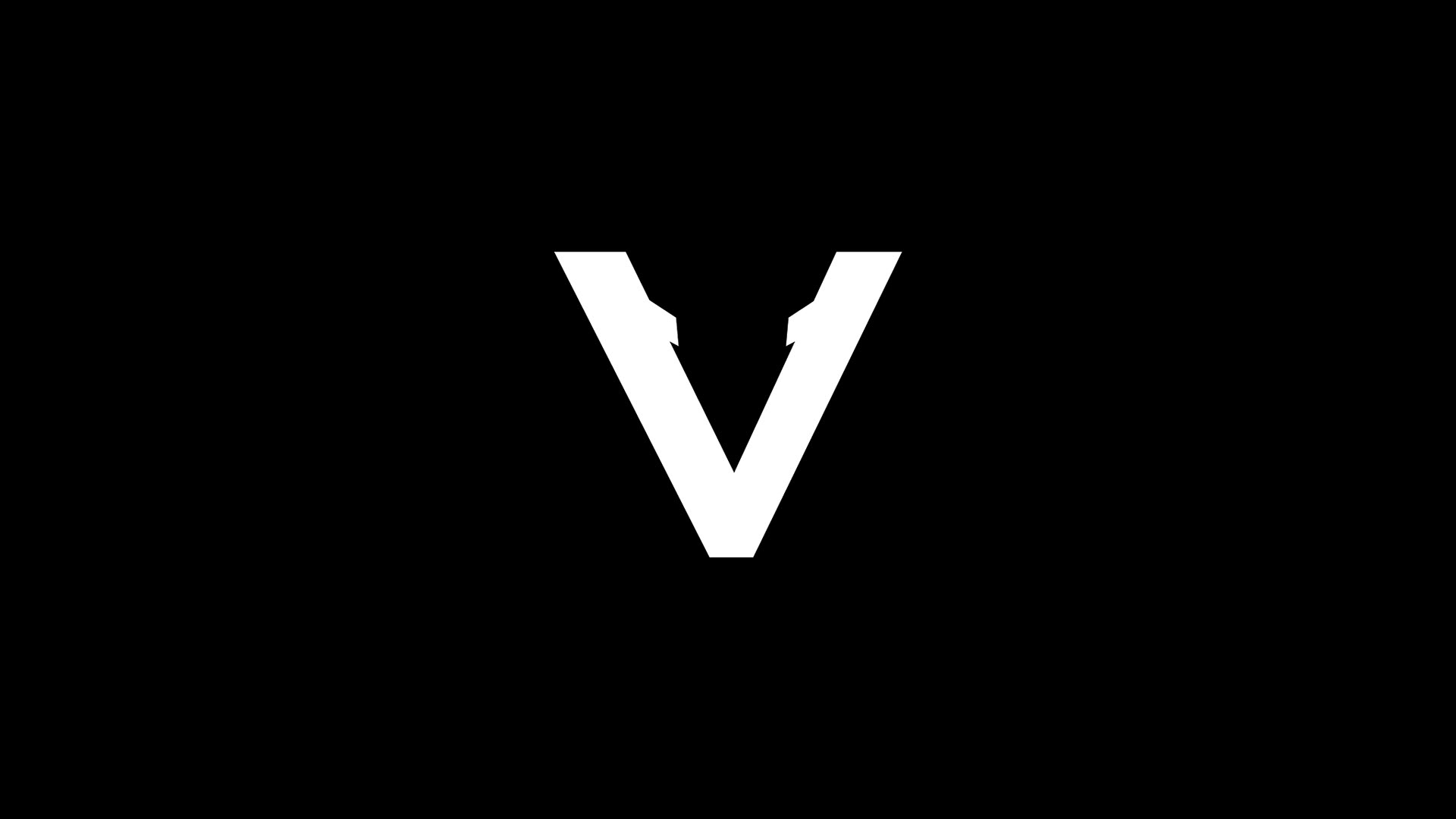 White Vinciani V-Mark logo on black background, symbolising strength, discipline, and design.