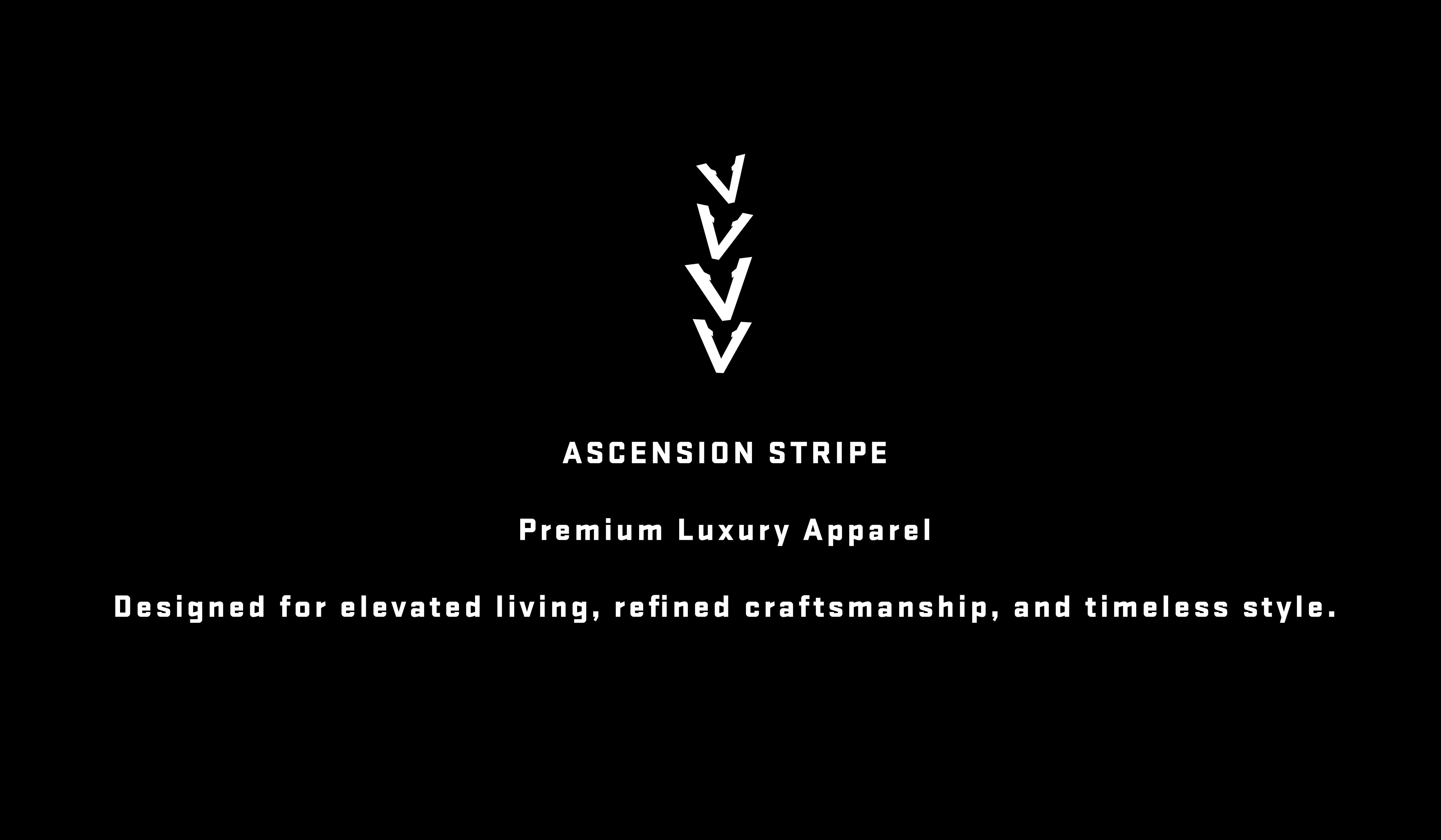 Official Vinciani Ascension Stripe, the signature luxury apparel symbol of the House of Vinciani, representing premium craftsmanship, contemporary fashion design, and elevated living.