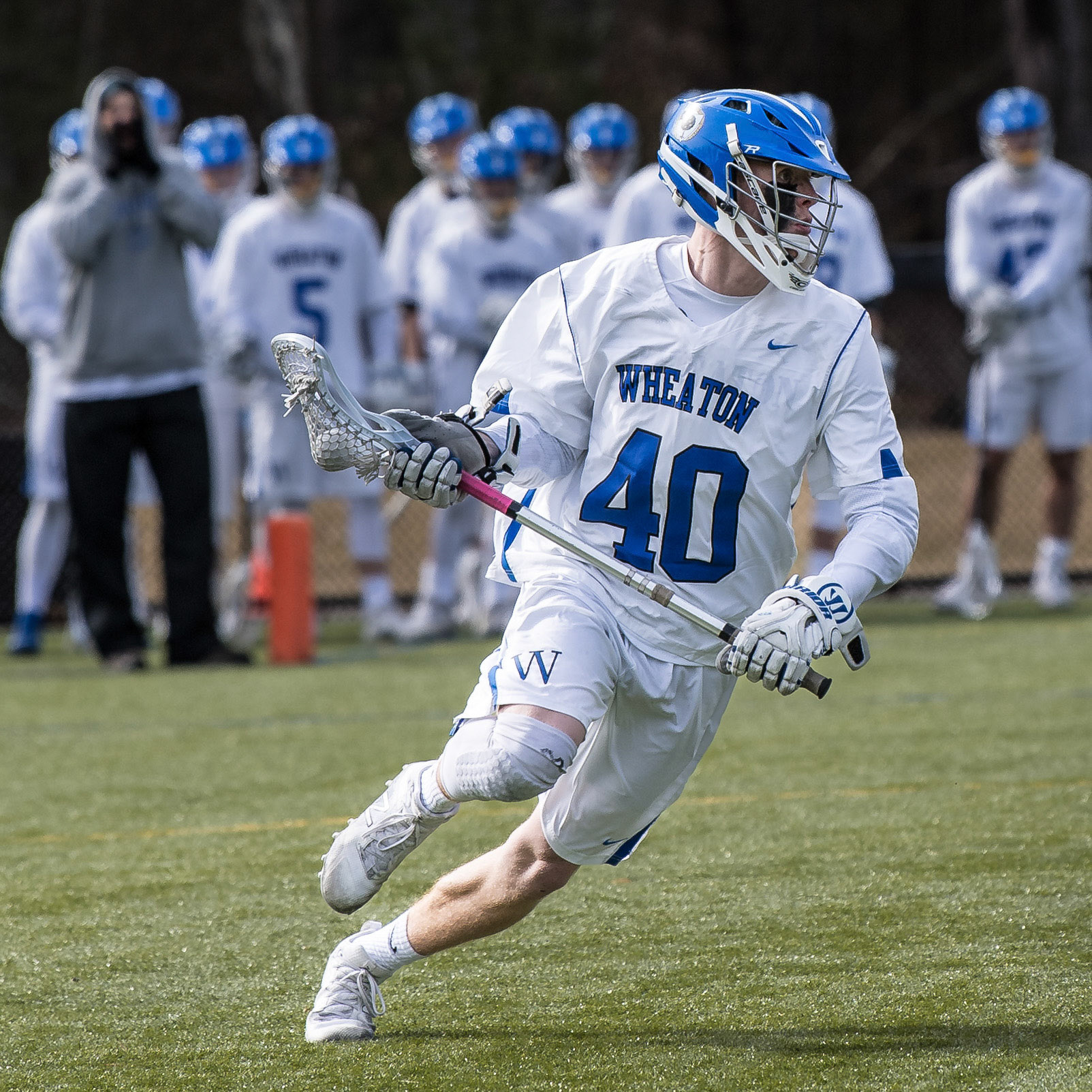 NORTON, MA - March 3, 2018: Wheaton College Lacrosse vs Johnson &amp; Wales University. Wheaton won 14-9. Photo by Keith Sliney.