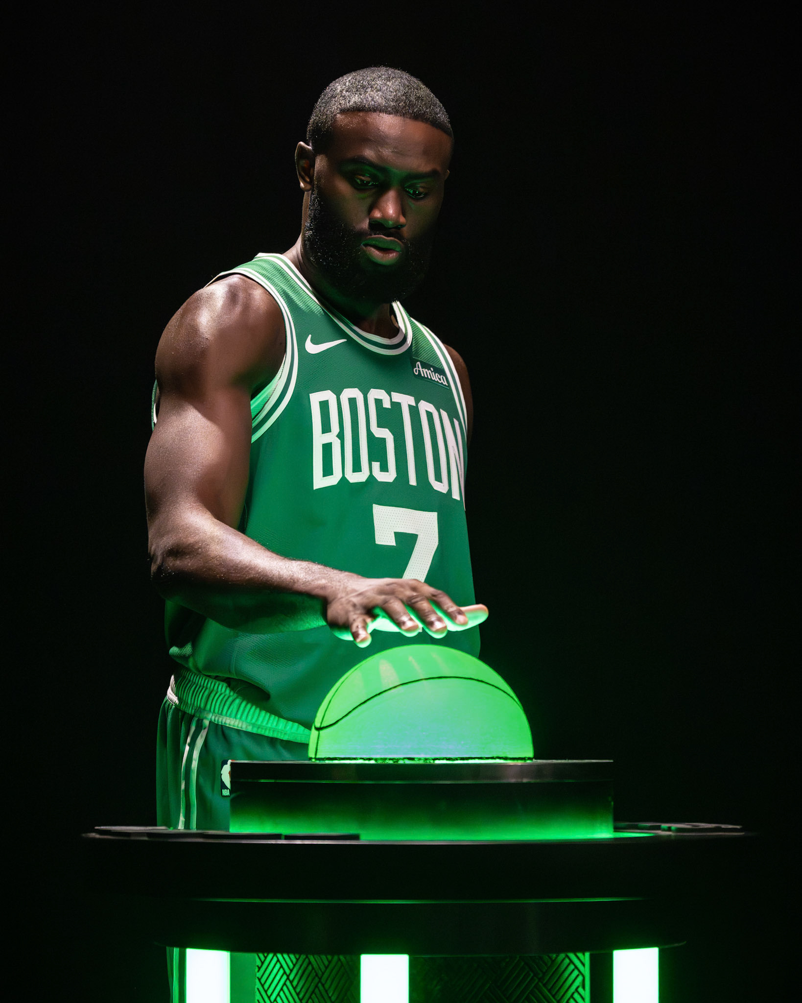 BOSTON, MA - SEPTEMBER 29, 2025: Boston Celtics players pose for Media Day photos at WGBH Studios prior to the 2025-26 NBA season (Photo by Keith Sliney).