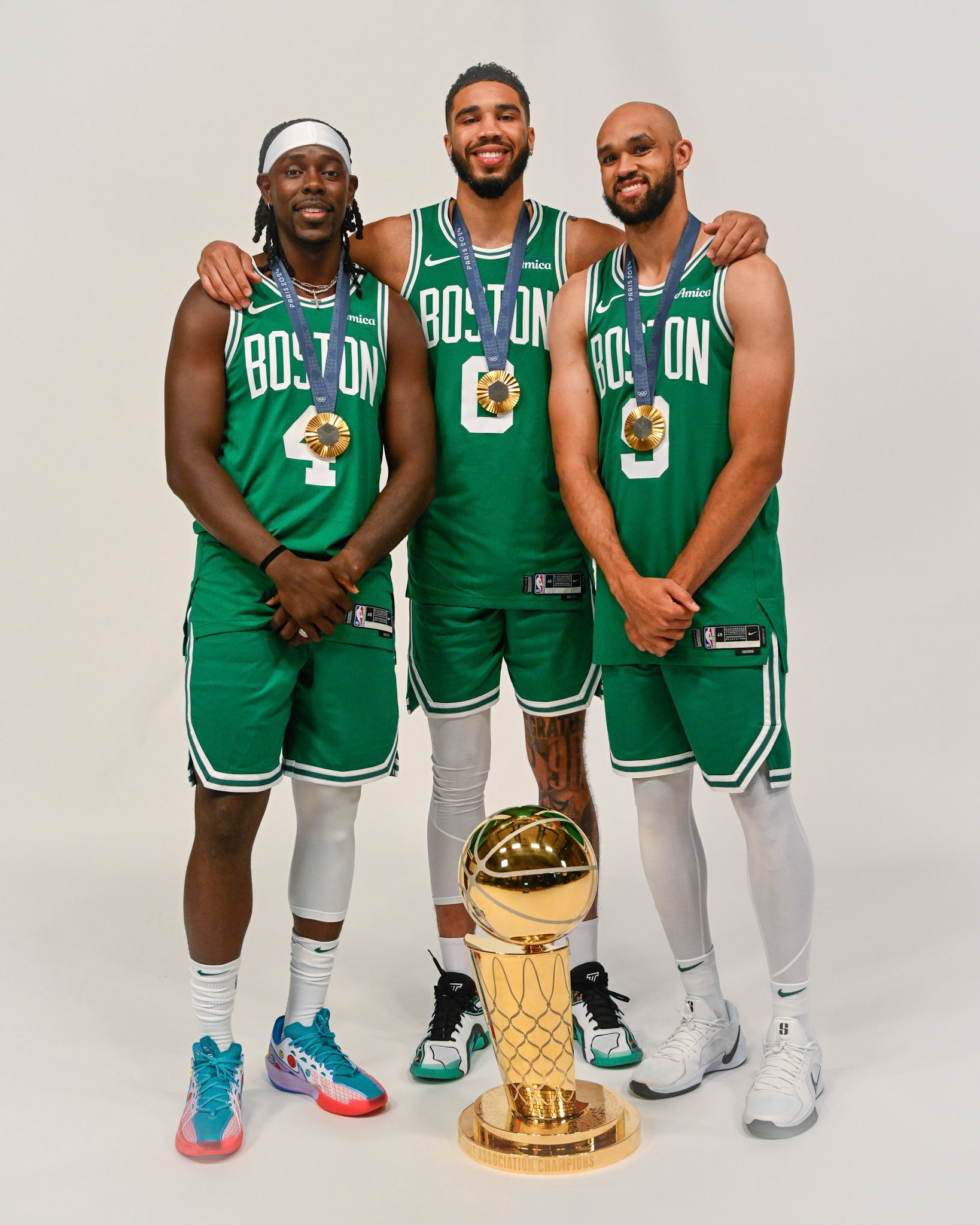 BOSTON, MA - SEPTEMBER 24, 2024: Boston Celtics players pose for Media Day photos at WGBH Studios prior to the 20234-25 NBA season (Photo by Keith Sliney).