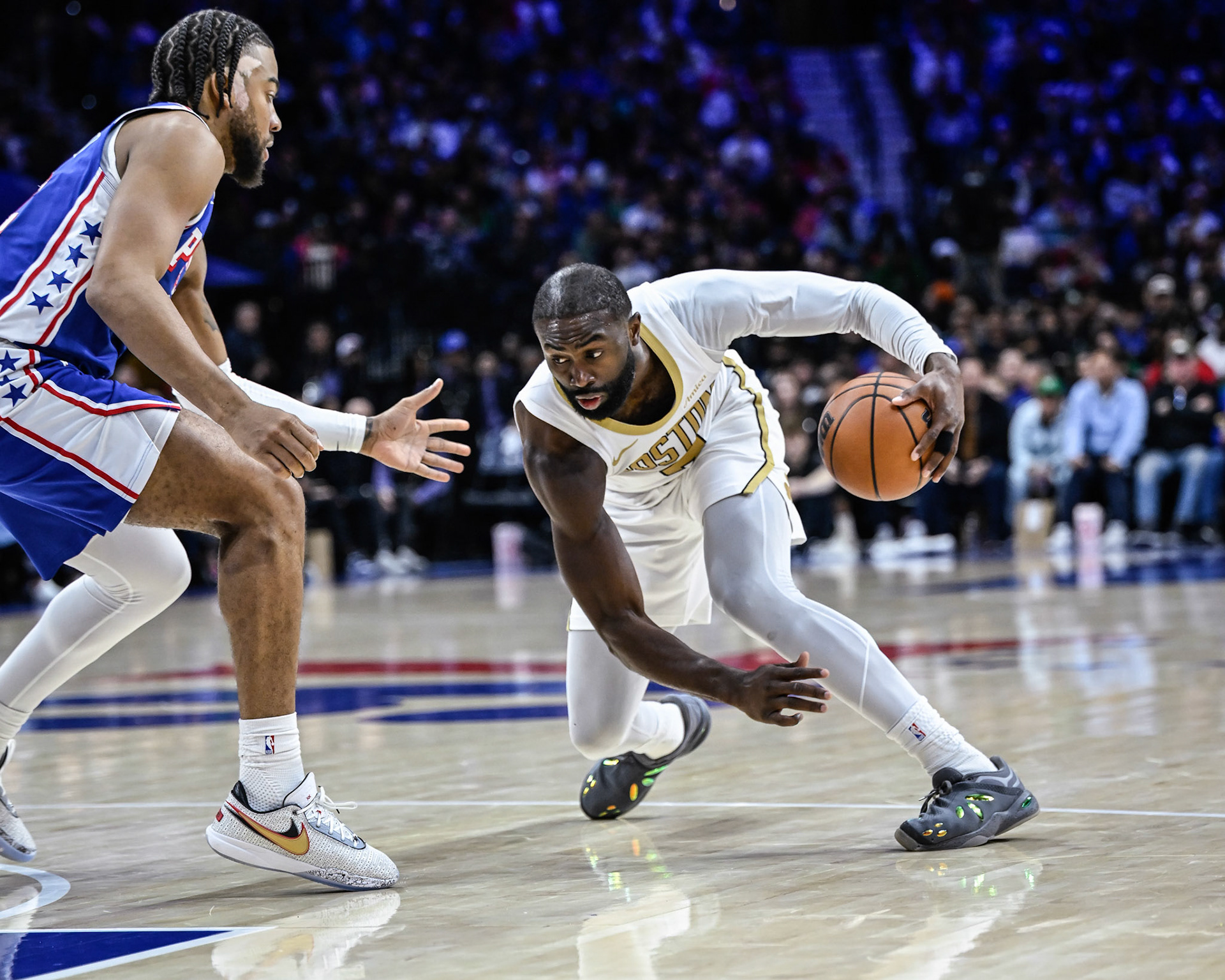 PHILADELPHIA, PA - NOVEMBER 11, 2025: Boston Celtics vs Philadelphia 76ers at Wells Fargo Center (Photo by Keith Sliney).