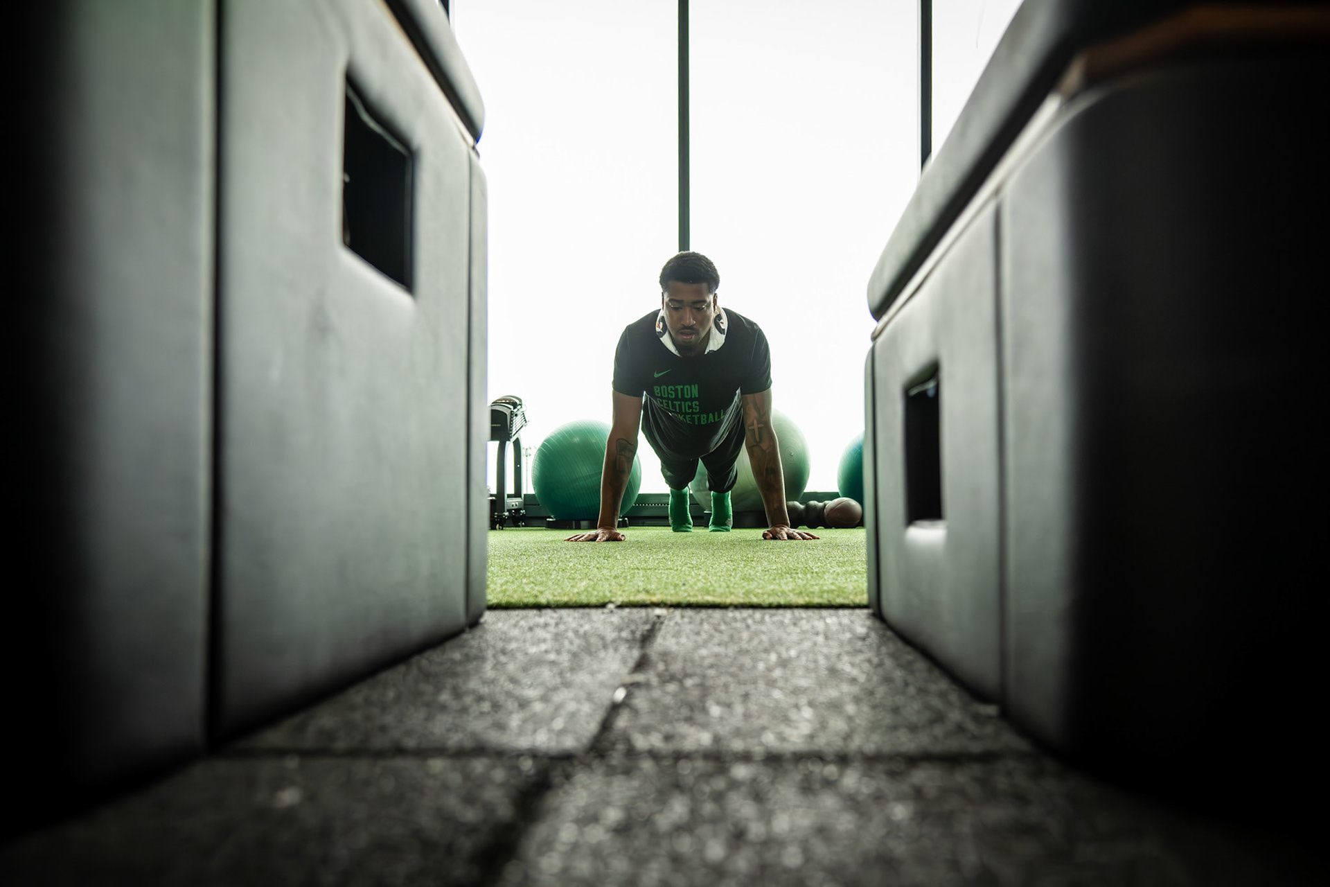 BOSTON, MA - AUGUST 26, 2024: Boston Celtics players workout in the Auerbach Center (Photo by Keith Sliney).
