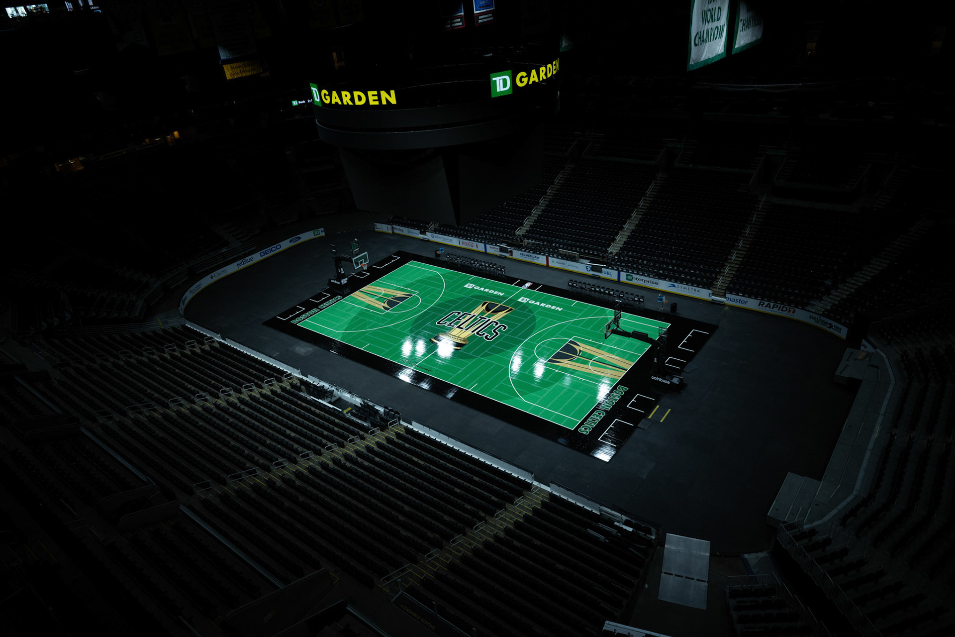 BOSTON, MA - NOVEMBER 5, 2024: Photo of Boston Celtics NBA Cup Court at TD Garden (Photo by Keith Sliney).