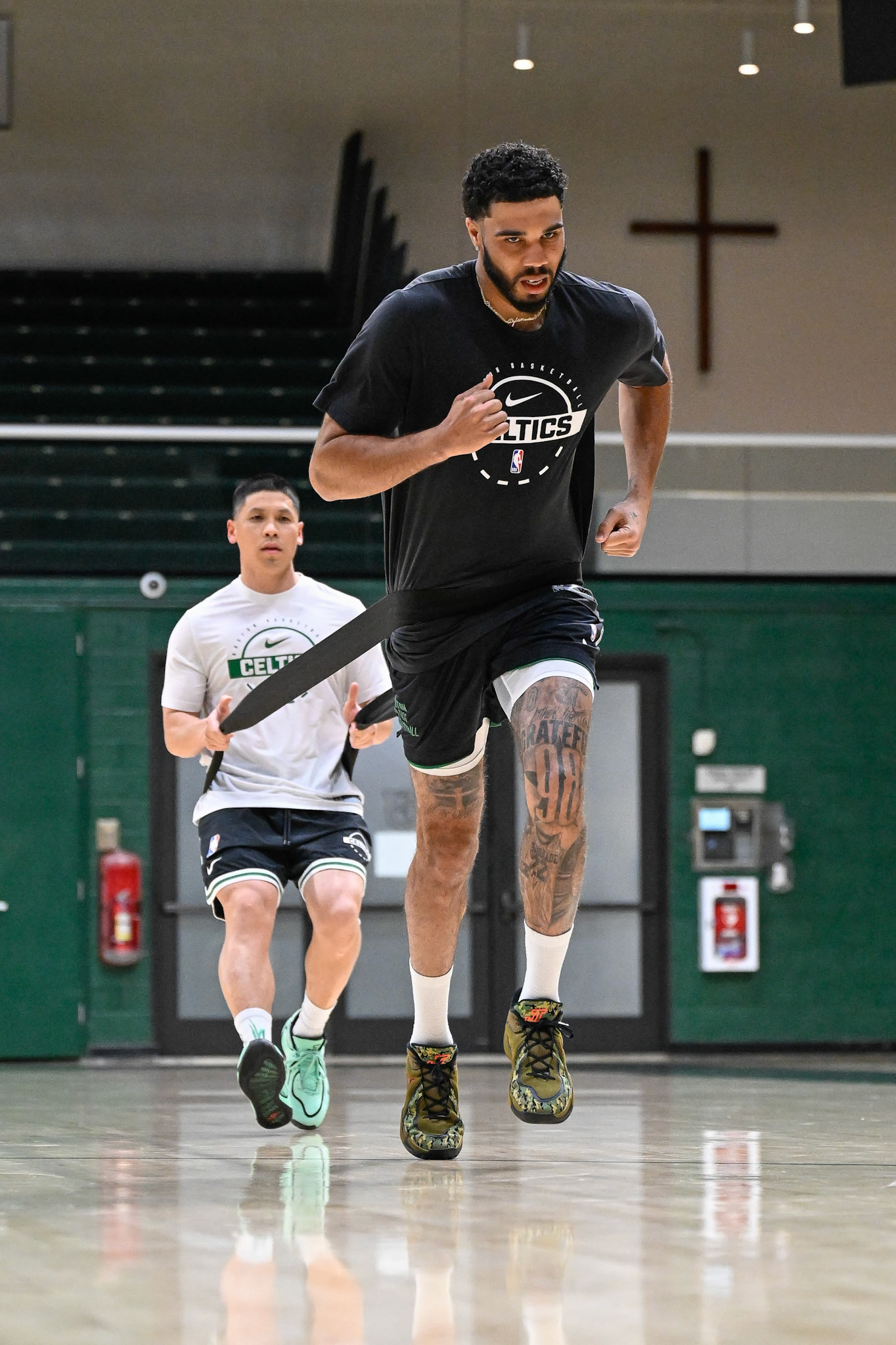 SAN FRANCISCO, CA - FEBRUARY 18, 2026: Boston Celtics practice at University of San Francisco the night before a game vs the Golden State Warriors (Photo by Keith Sliney).
