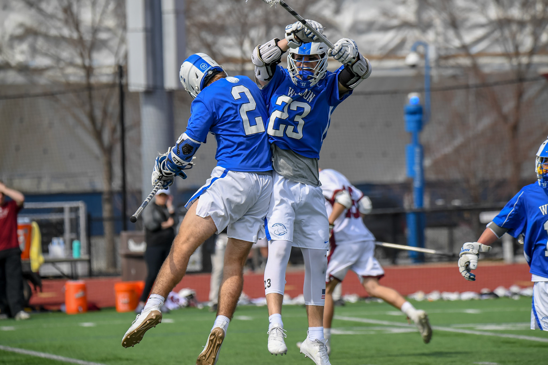 CAMBRIDGE, MA - MARCH 30, 2019: Wheaton College Lacrosse vs Massachusetts Institute of Technology at MIT (Photo by Keith Sliney).