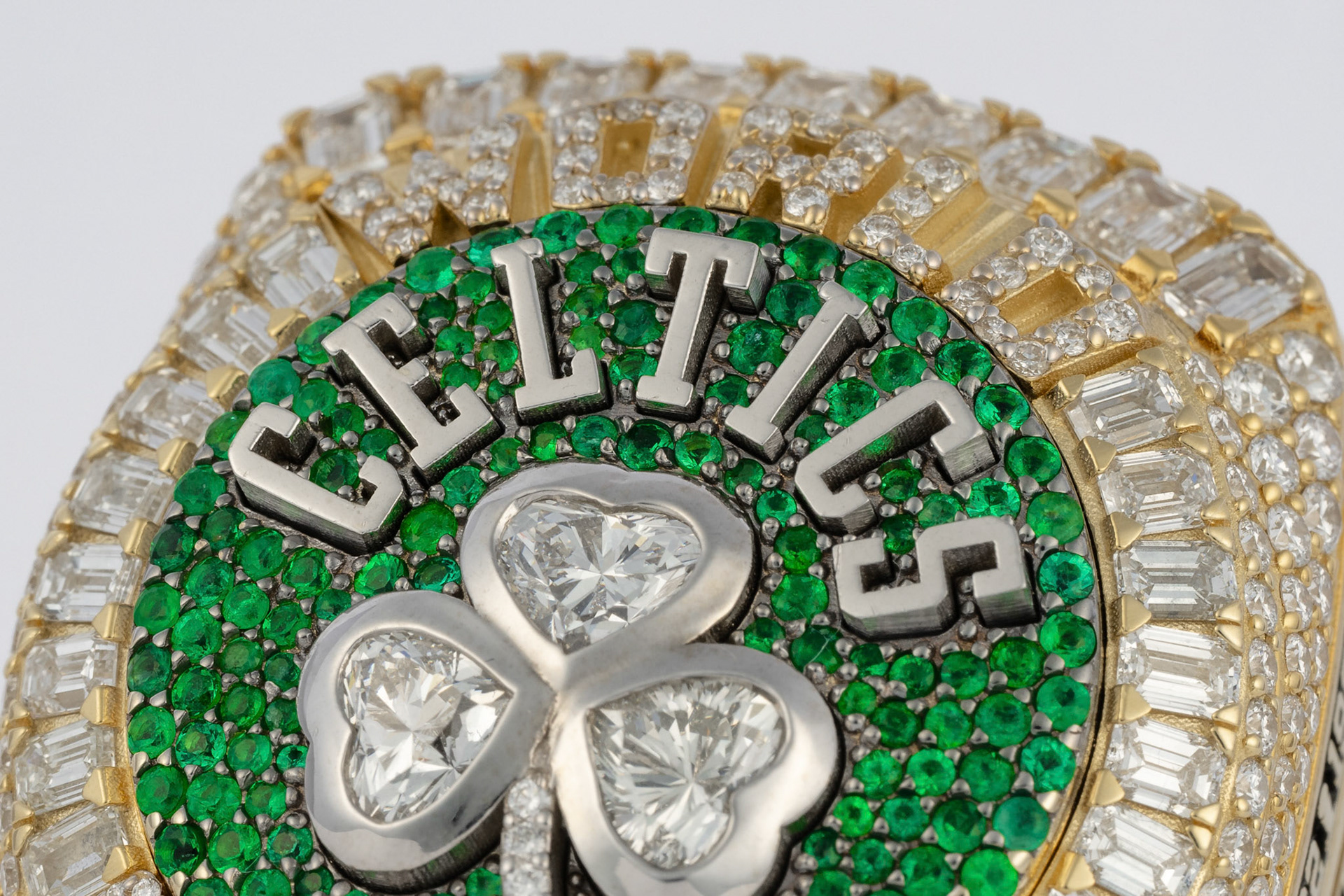 BOSTON, MA - OCTOBER 21, 2024: Photography shoot of the Boston Celtics 2024 World Championship Rings the day before Opening Night (Photo by Keith Sliney).