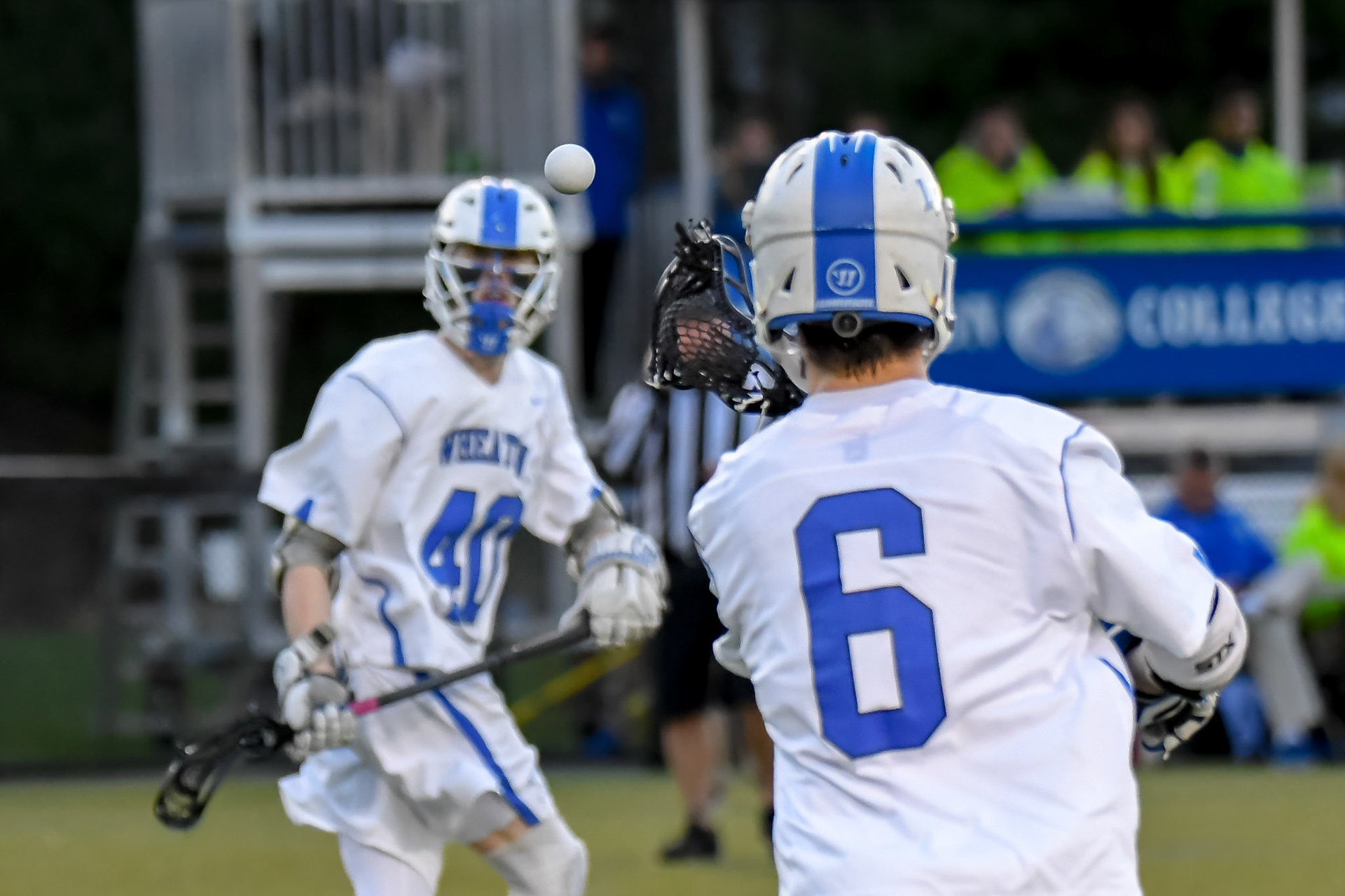 NORTON, MA - APRIL 24, 2019: Wheaton College Lacrosse vs Mass Maritime Acadamy (Photo by Keith Sliney).