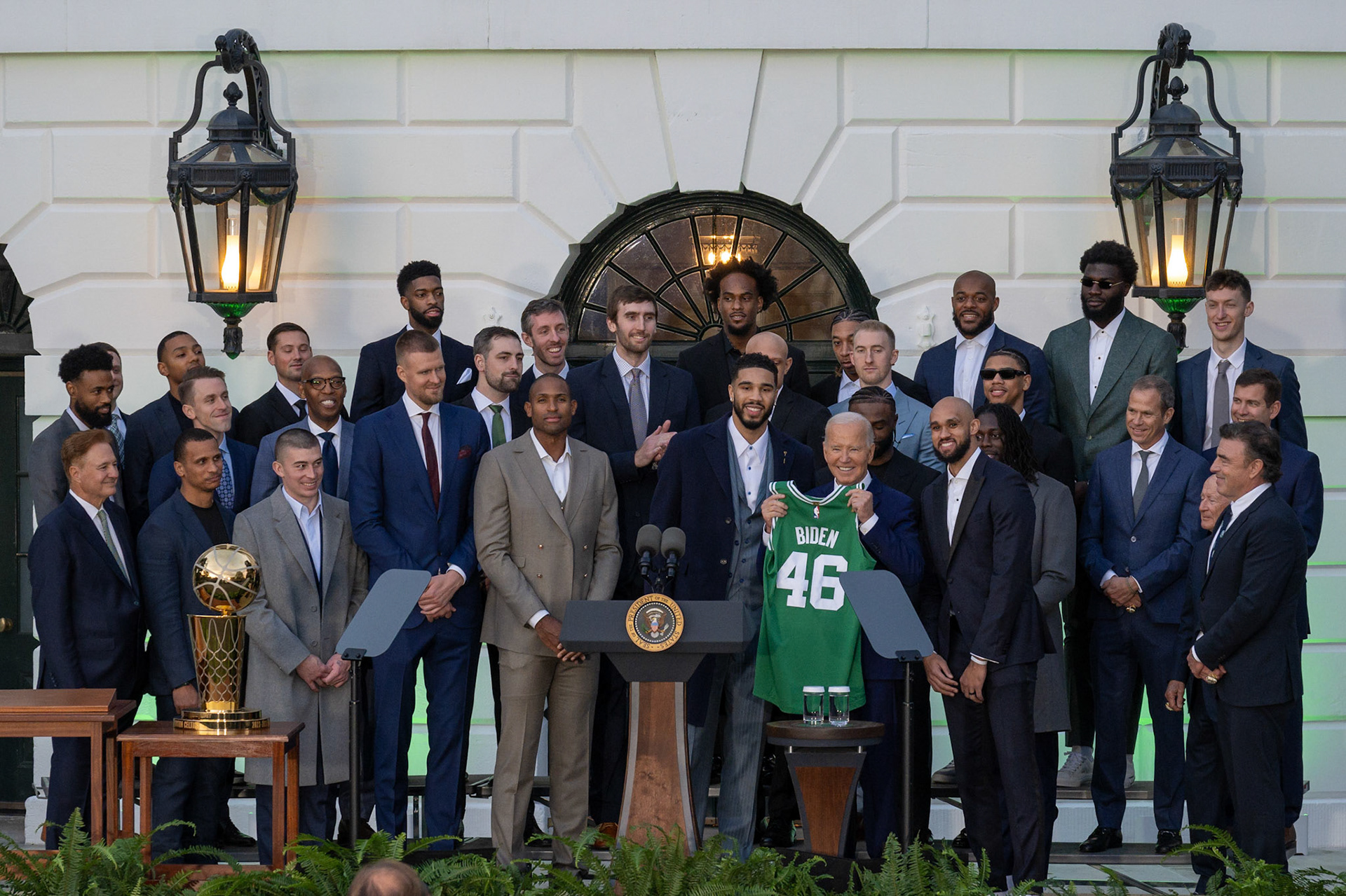 WASHINGTON DC - NOVEMBER 21, 2024: Boston Celtics visit the President Joe Biden at White House in Washington DC to celebrate their 2024 NBA Championship (Photo by Keith Sliney).