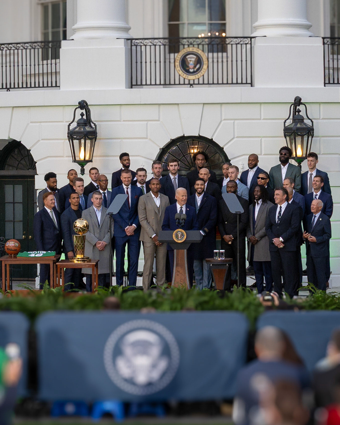 WASHINGTON DC - NOVEMBER 21, 2024: Boston Celtics visit the President Joe Biden at White House in Washington DC to celebrate their 2024 NBA Championship (Photo by Keith Sliney).