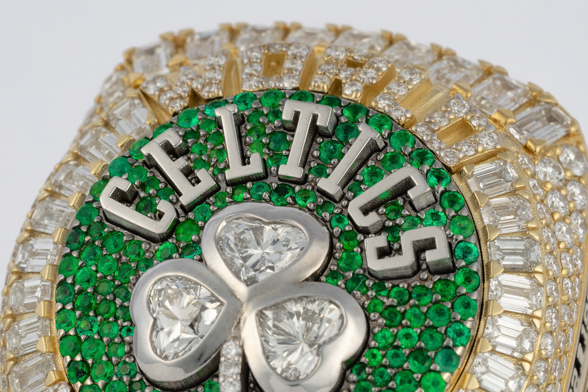 BOSTON, MA - OCTOBER 21, 2024: Photography shoot of the Boston Celtics 2024 World Championship Rings the day before Opening Night (Photo by Keith Sliney).