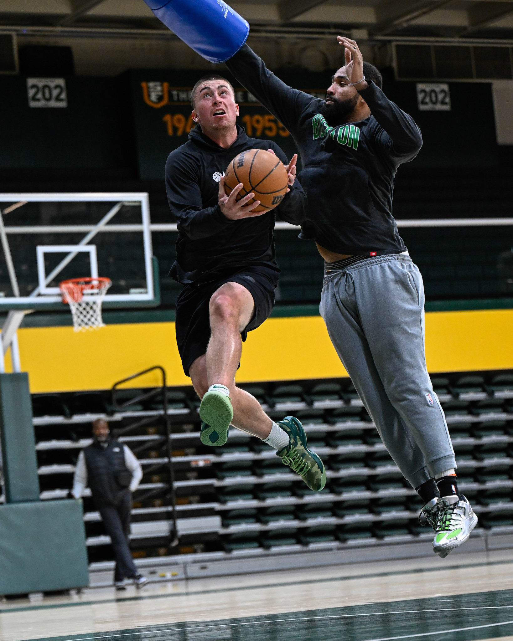 SAN FRANCISCO, CA - FEBRUARY 18, 2026: Boston Celtics practice at University of San Francisco the night before a game vs the Golden State Warriors (Photo by Keith Sliney).