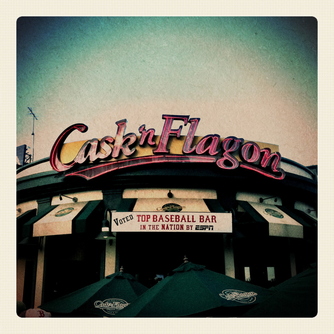 18. Cask n Flagon Sign ••• Located just outside Fenway Park behind the Green Monster, the Cask has transformed from a tiny bar decades ago to a massive tavern that is a landmark location for any Sox fan. Among the major renovations they made in 2006 was this sweet old-school script sign that faces Brookline Avenue. (#18 of 100 in the Boston Signage Project)